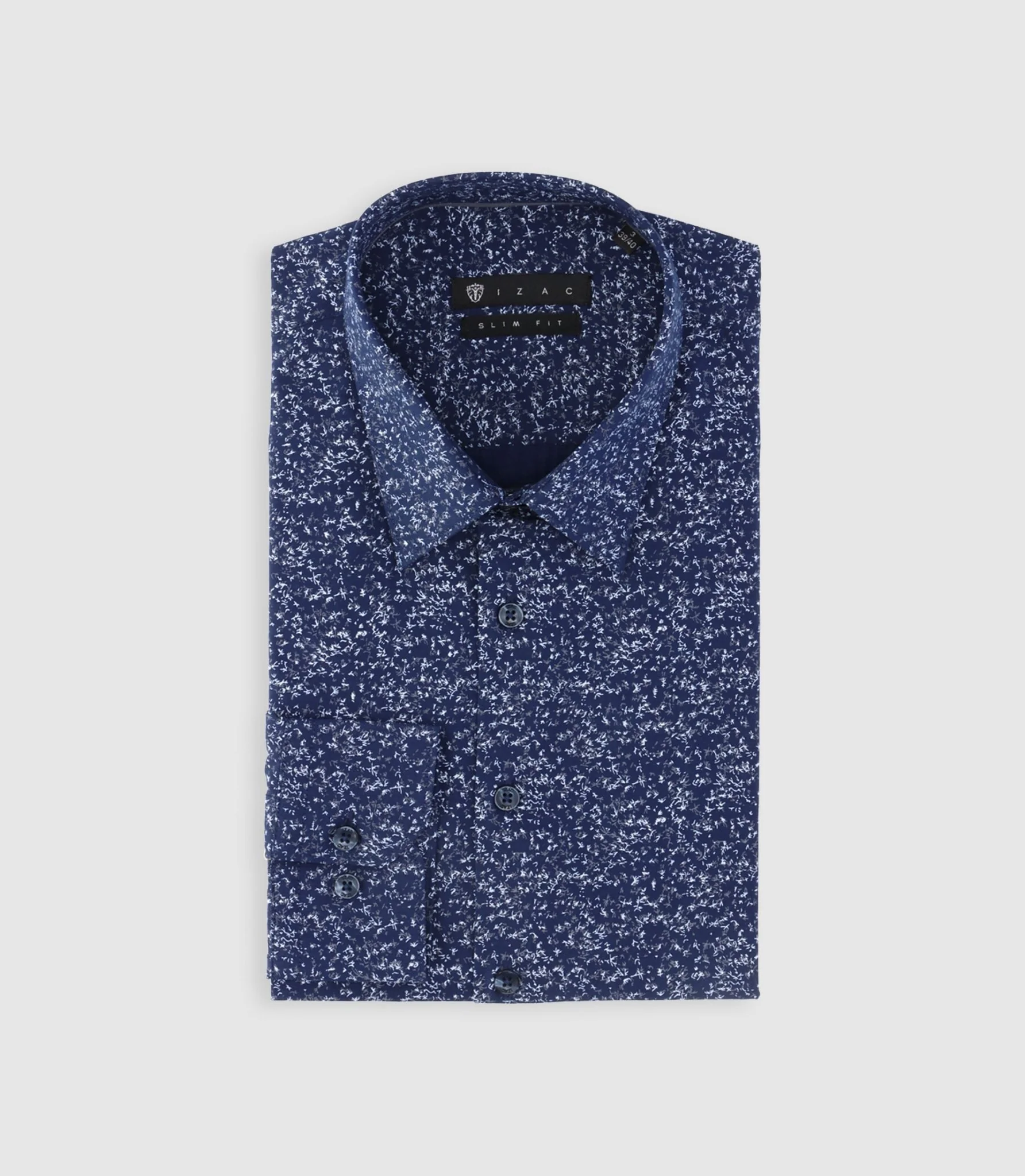 Chemise imprimée micro motifs marine et gris PENTI
