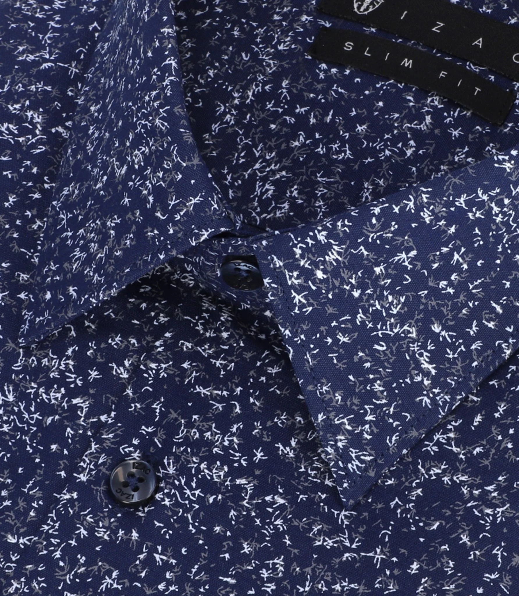 Chemise imprimée micro motifs marine et gris PENTI - Image 2