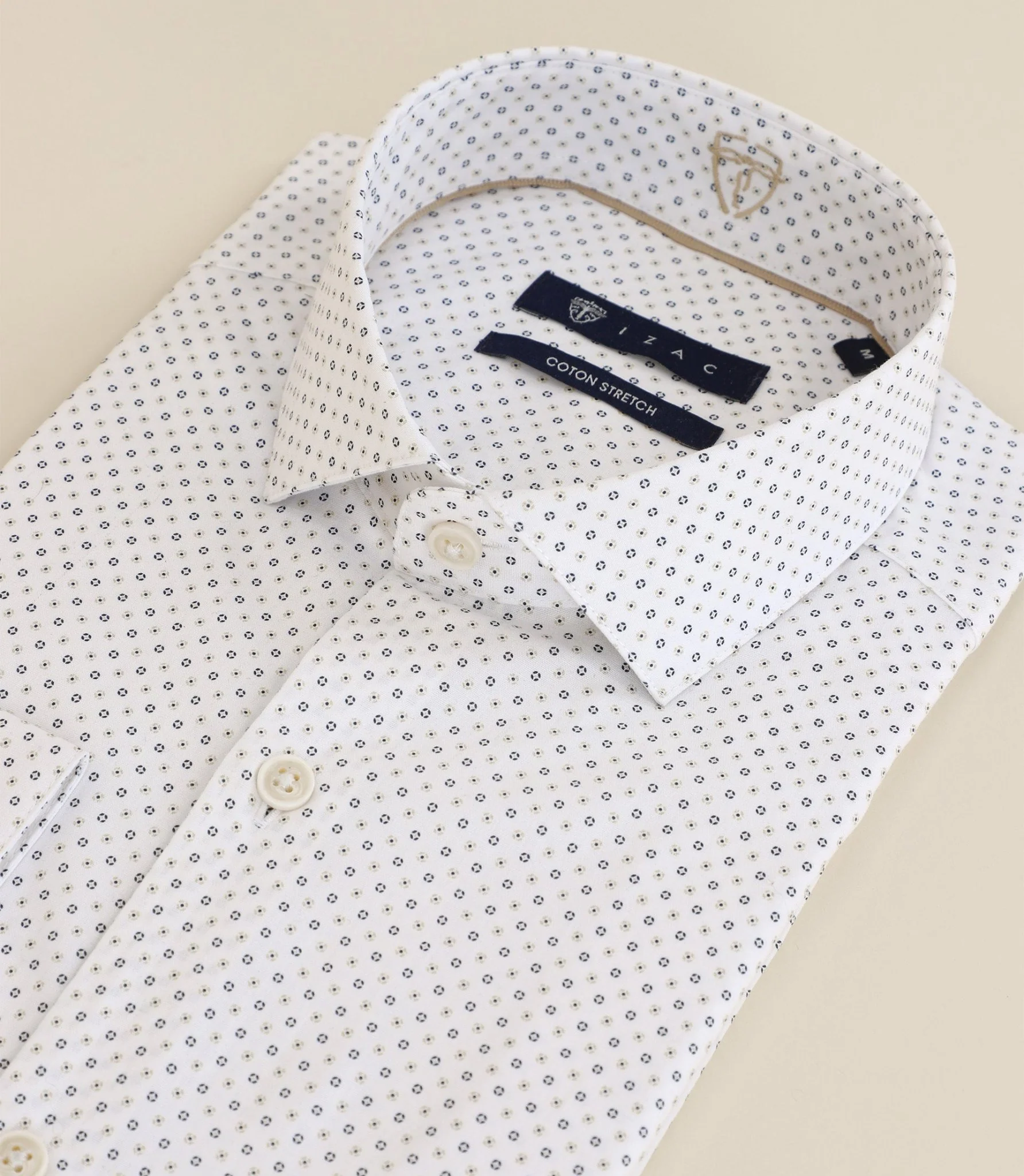 Chemise imprimée col semi-italien écrue - Image 2