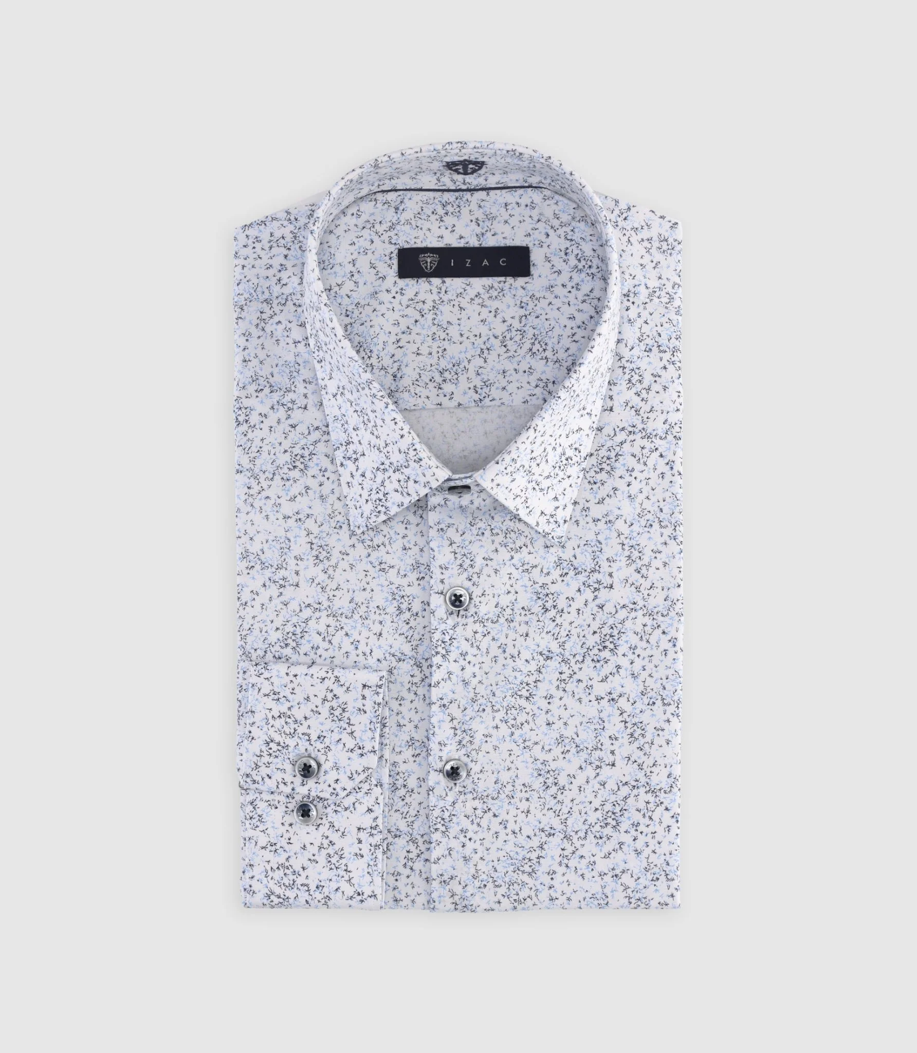 Chemise slim à imprimé floral blanche et marine MANU
