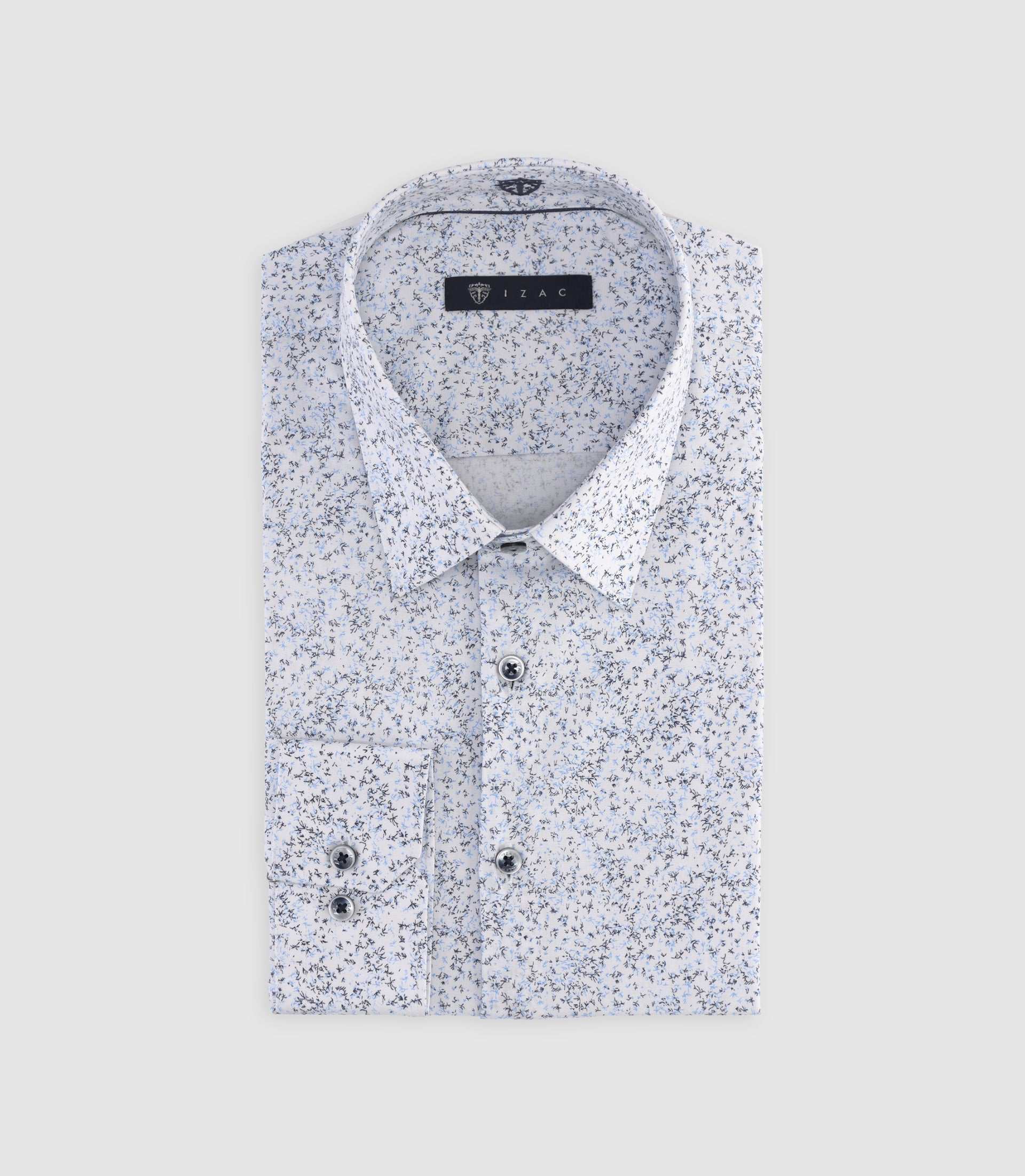 Chemise slim à imprimé floral blanche et marine MANU - Image 3