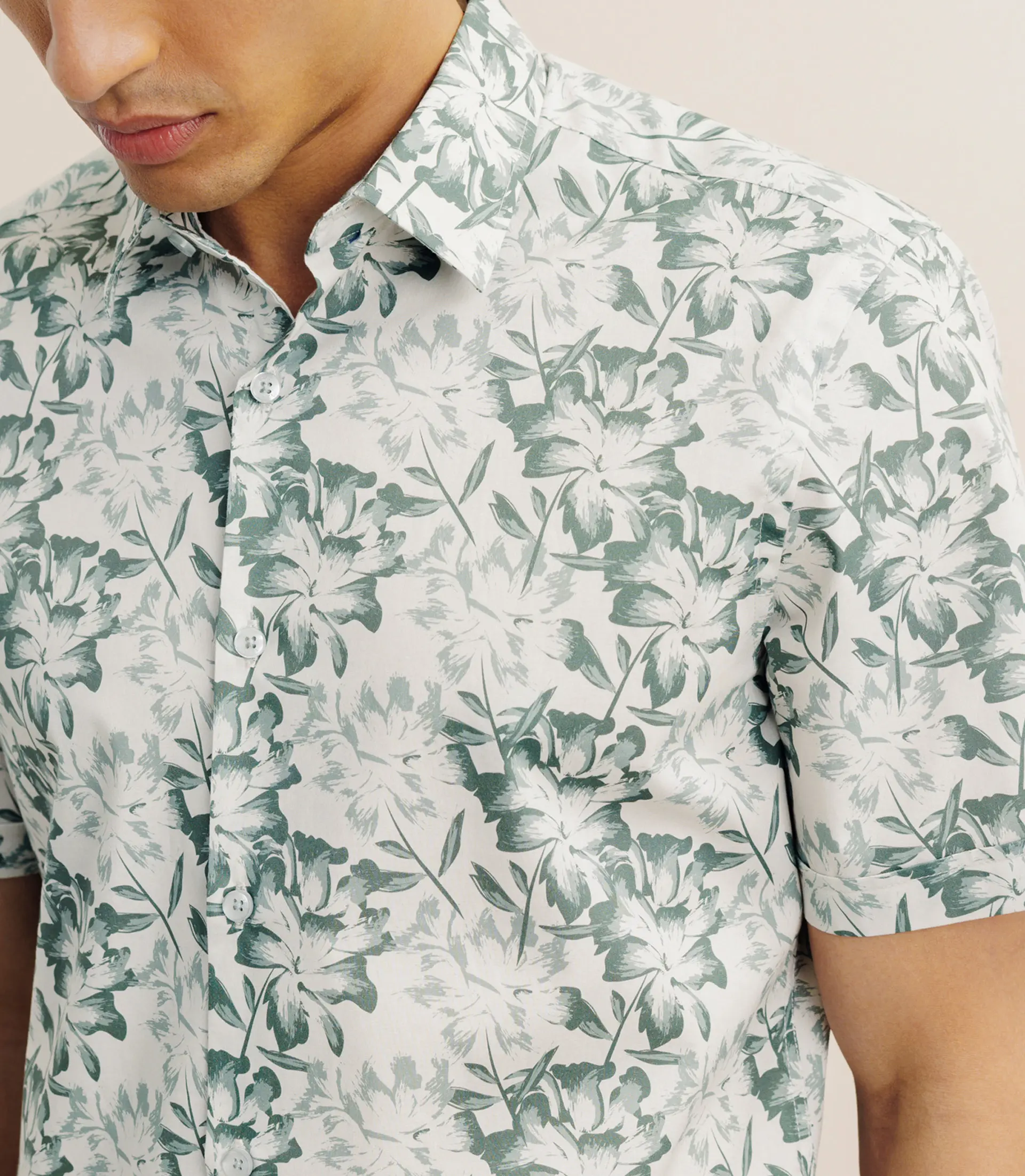 Chemise imprimée manches courtes verte - Image 2