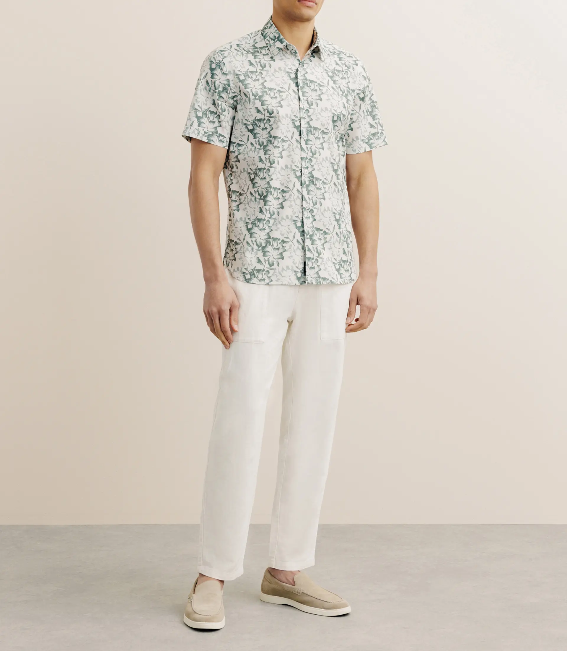 Chemise imprimée manches courtes verte - Image 3