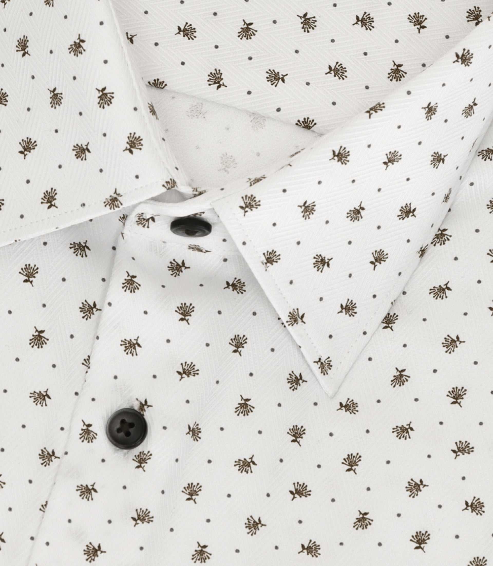 Chemise à imprimé micro motifs blanche et camel MATTBT - Image 2