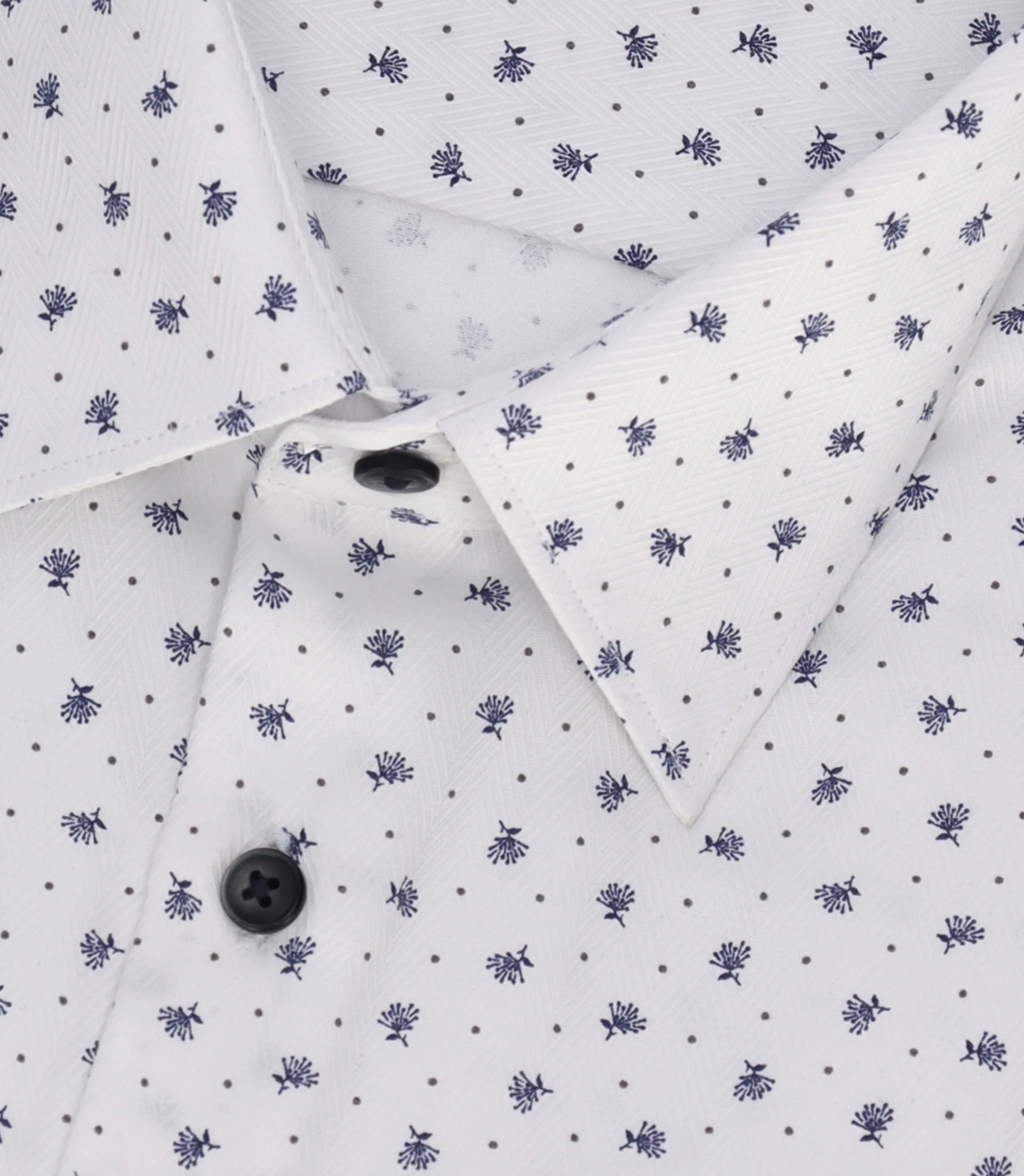 Chemise à imprimé micro motifs blanc et marine MATT - Image 2
