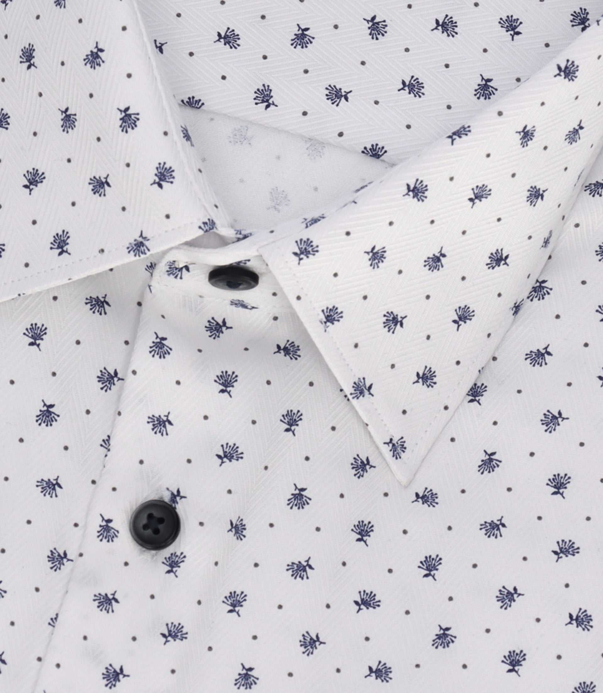 Chemise à imprimé micro motifs blanche et marine MATTBT - Image 2