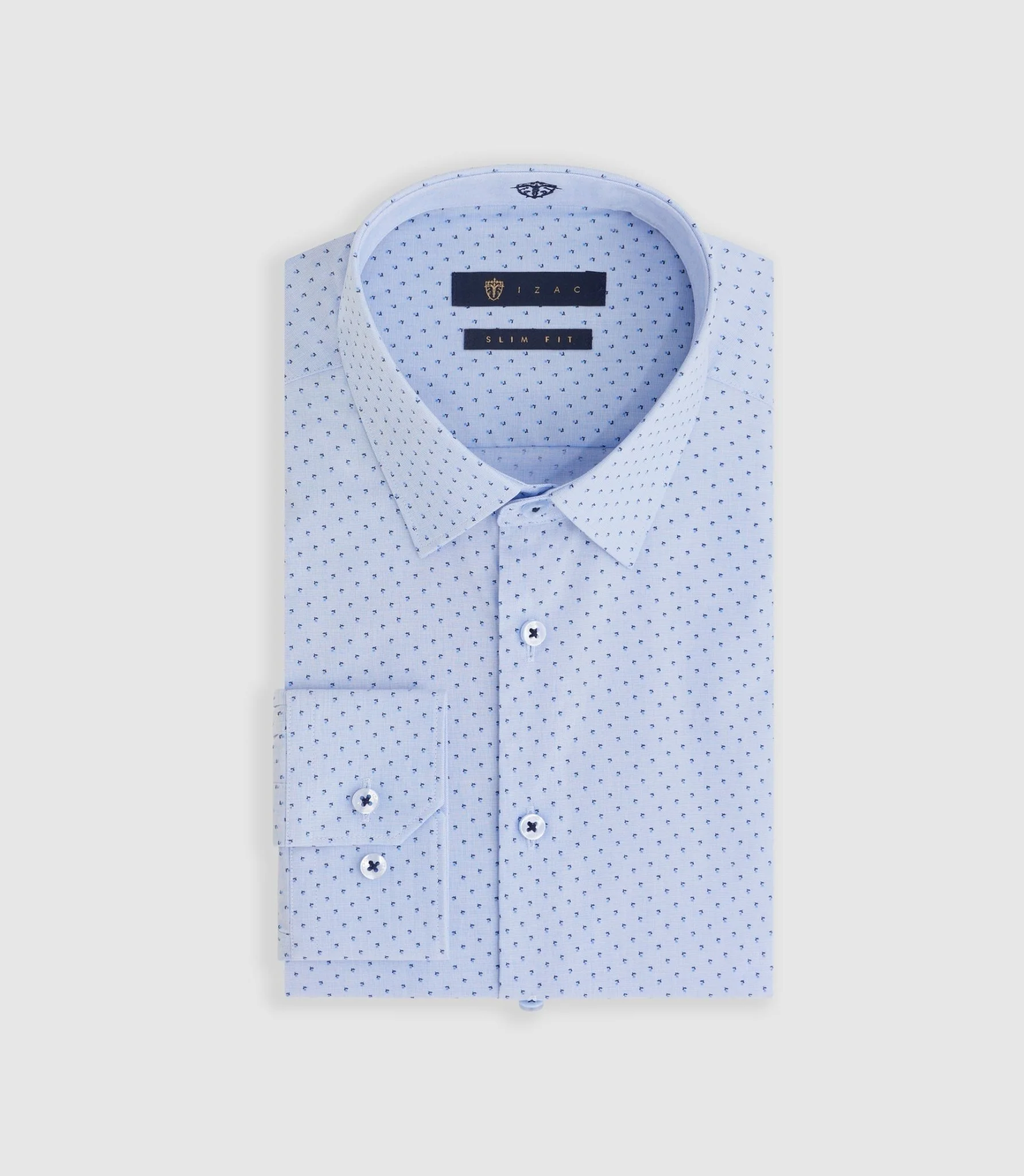 Chemise imprimée micro motif bleu ciel "Micki" - Image 3
