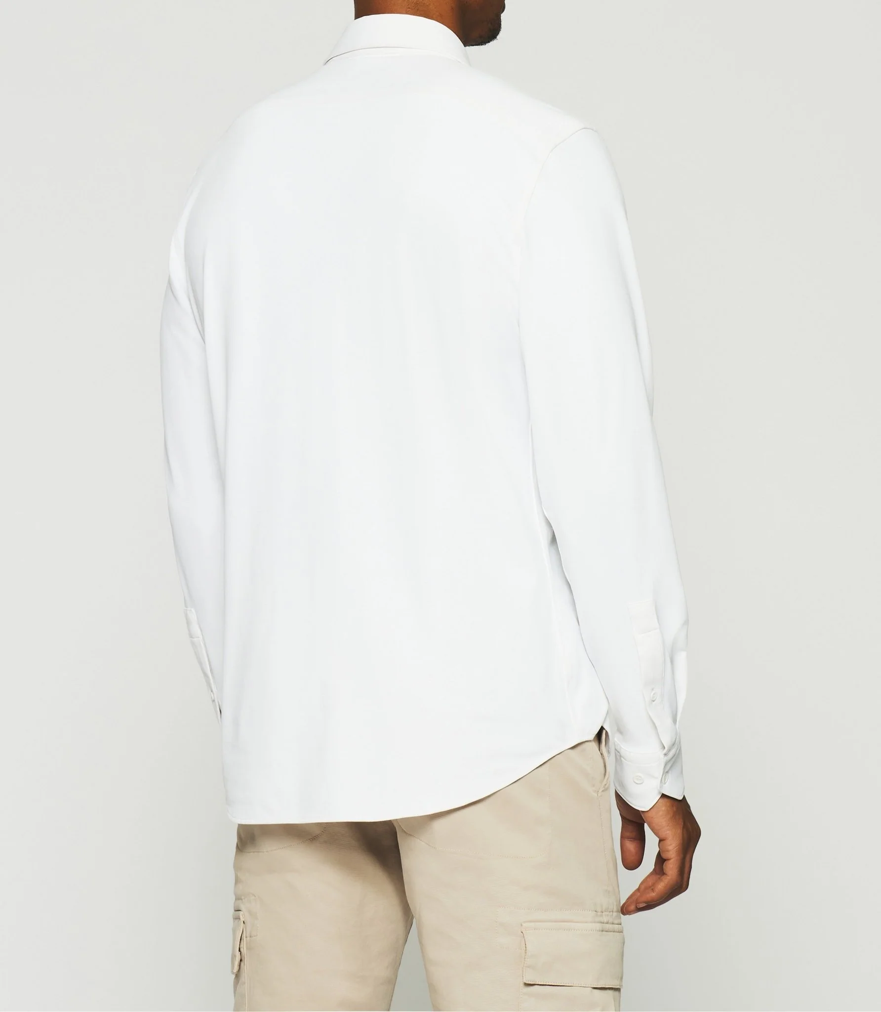 Chemise regular en maille piquée blanche MELCHIOR - Image 3