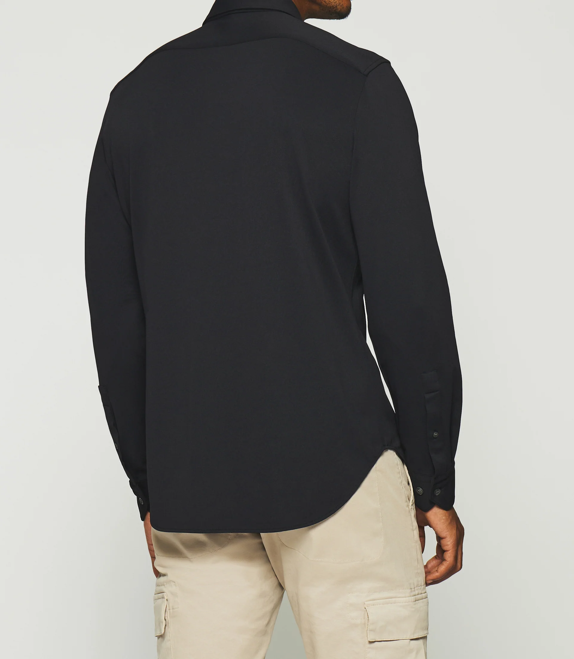 Chemise regular en maille piquée noire MELCHIOR - Image 3
