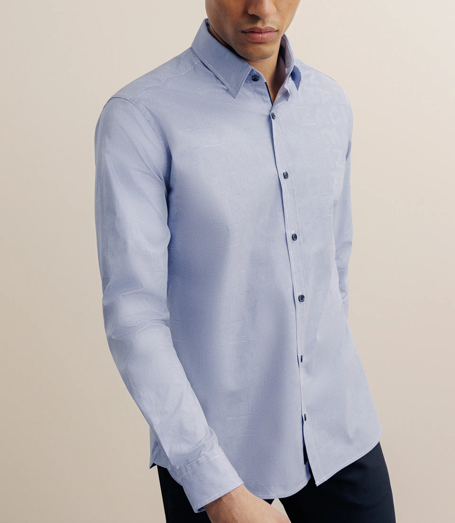 Chemise manches longue droite bleue