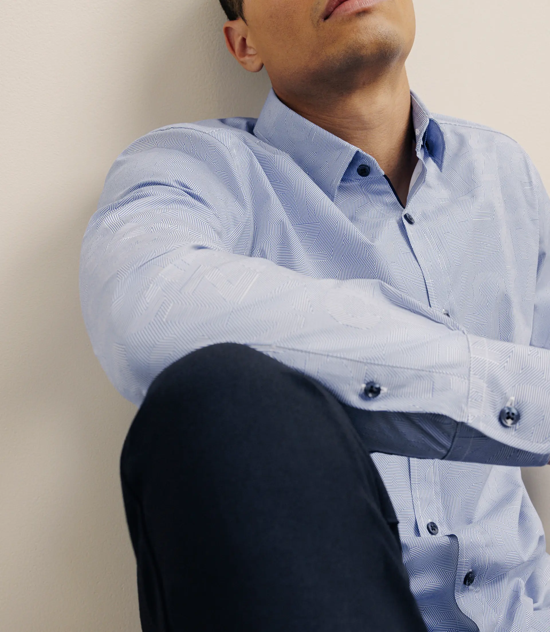 Chemise manches longue droite bleue - Image 5