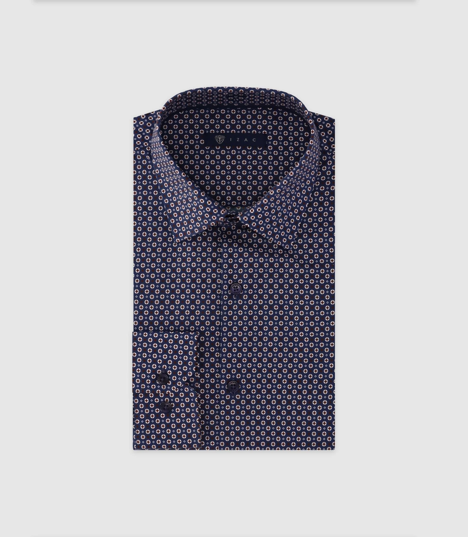 Chemise imprimée manches longues marine