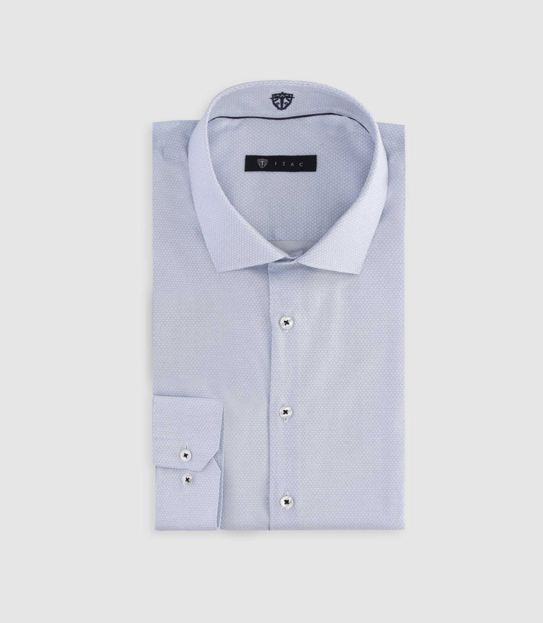 Chemise slim à imprimé micro motifs bleu MAEL - Image 3