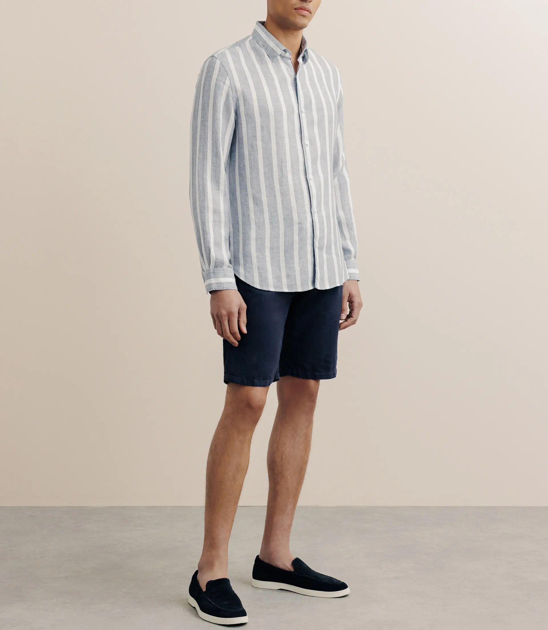 Chemise rayée 100% lin bleue - Image 3