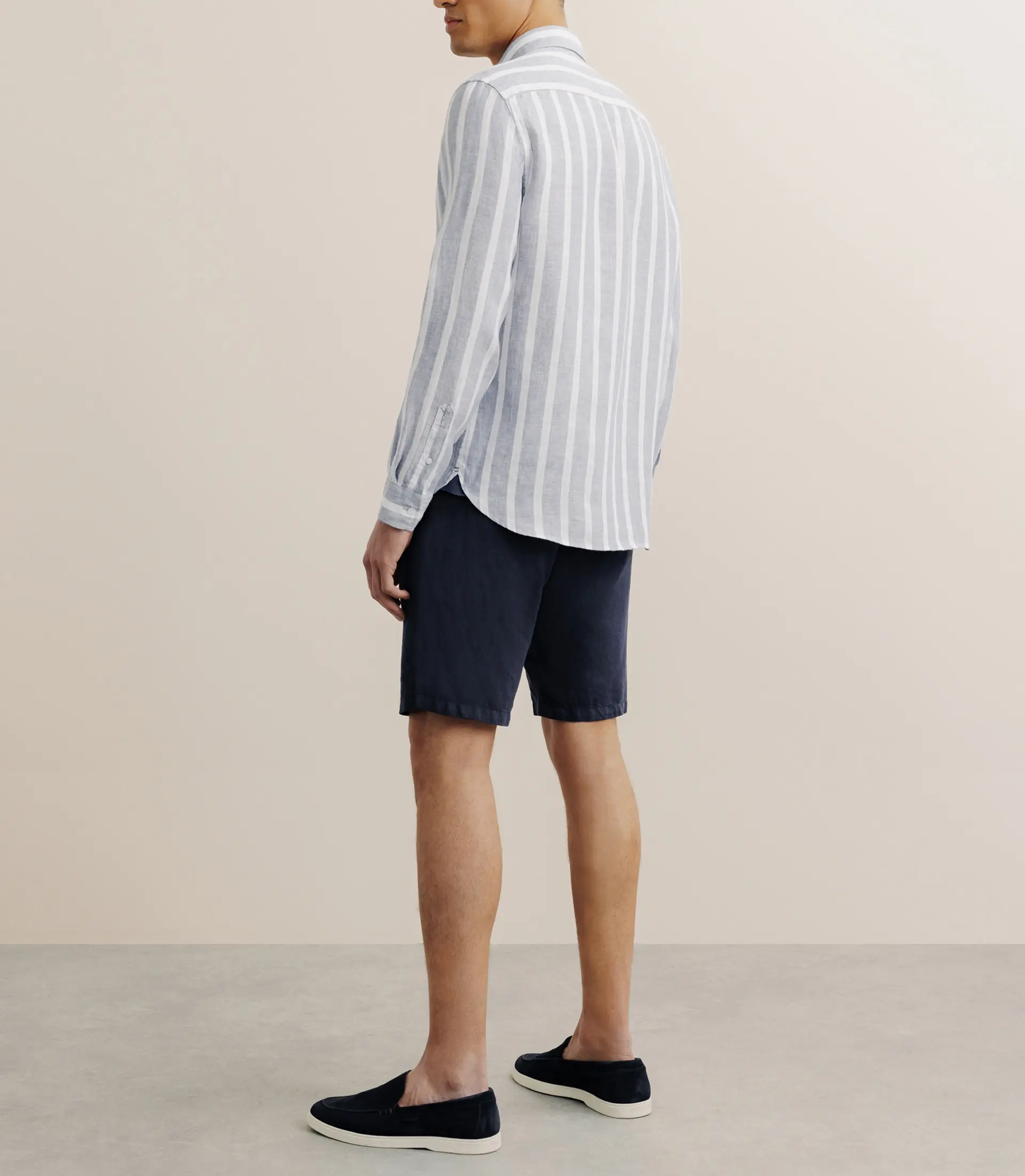 Chemise rayée 100% lin bleue - Image 4