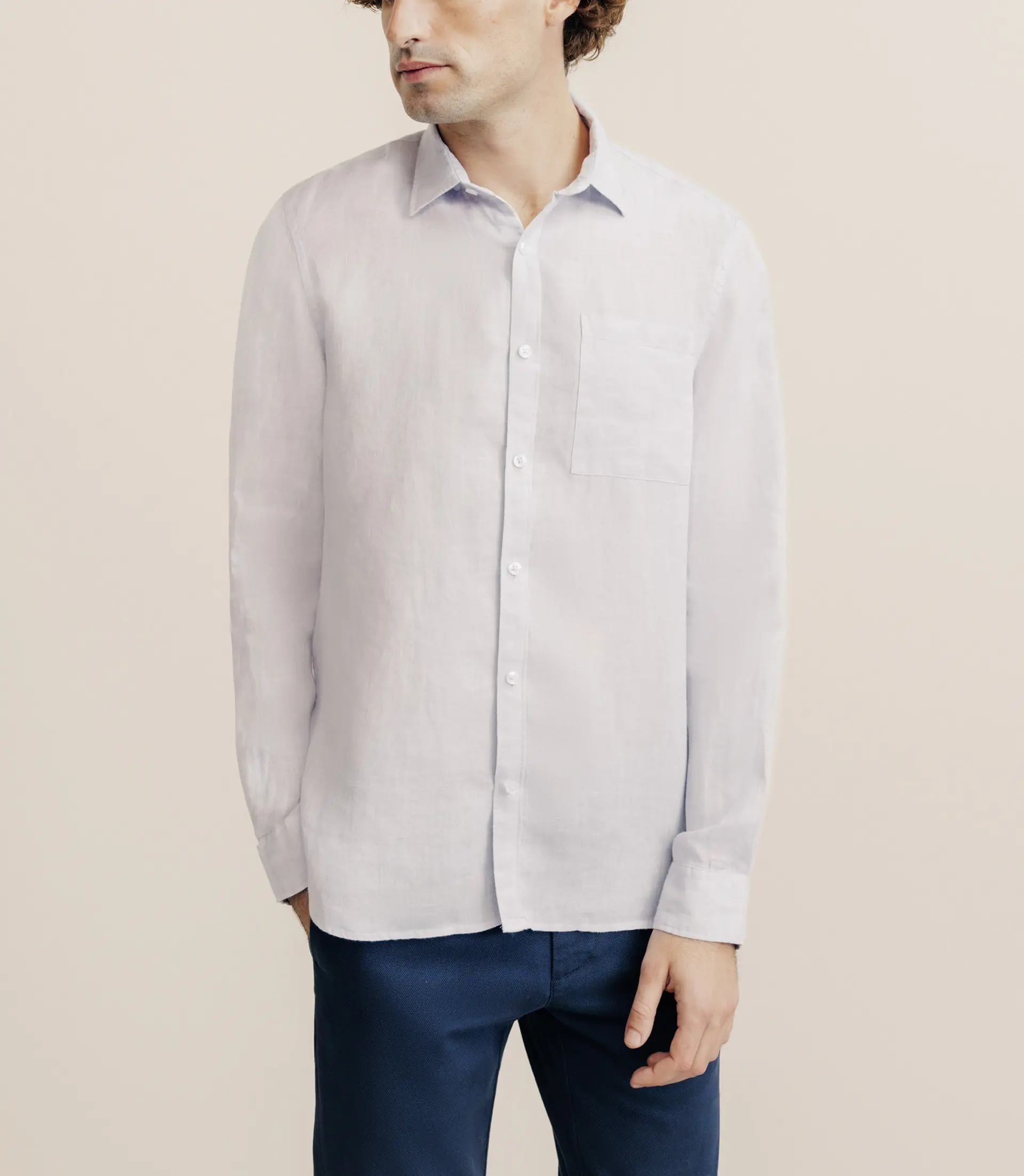 Chemise regular 100% lin parme
