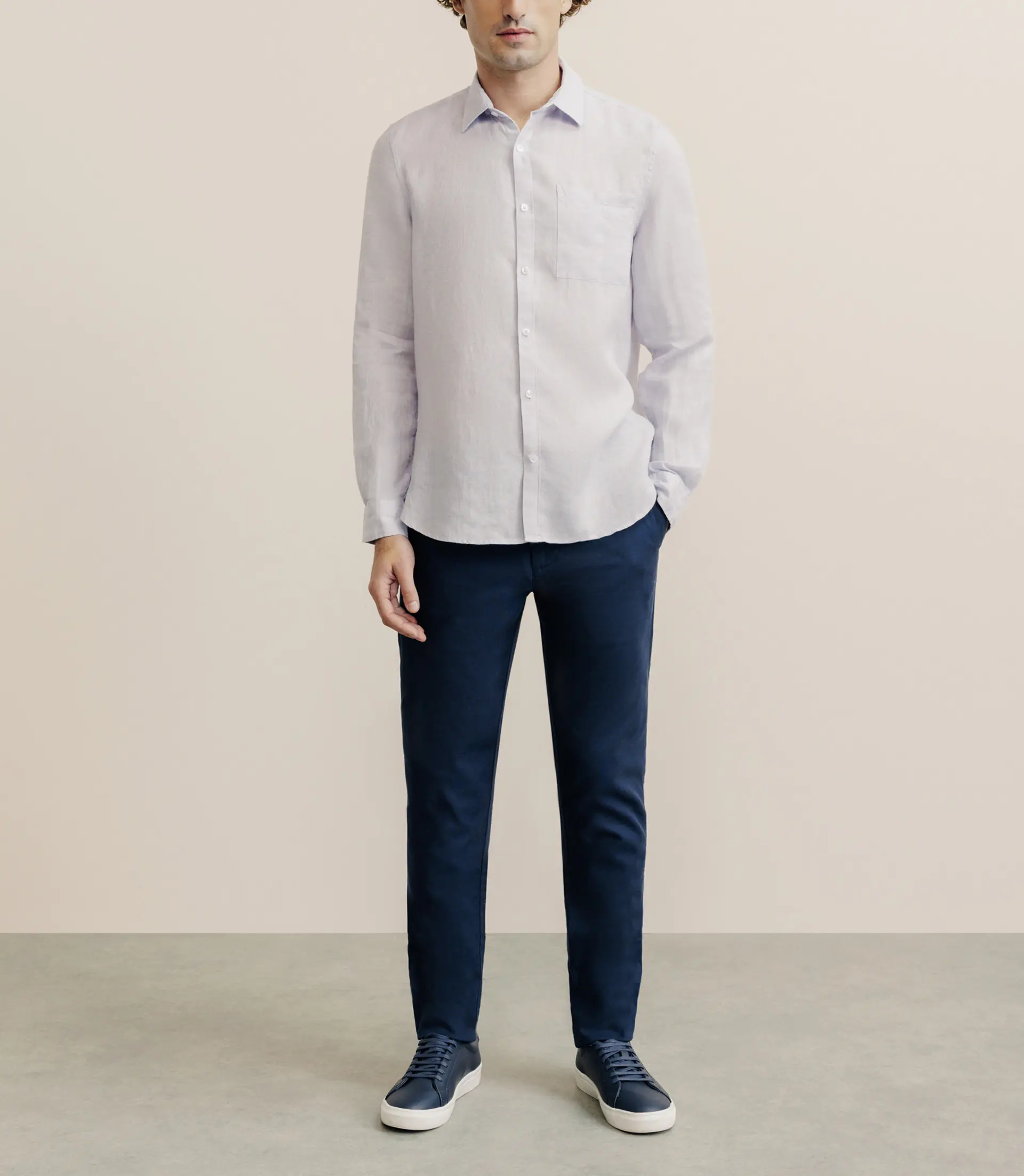 Chemise regular 100% lin parme - Image 3