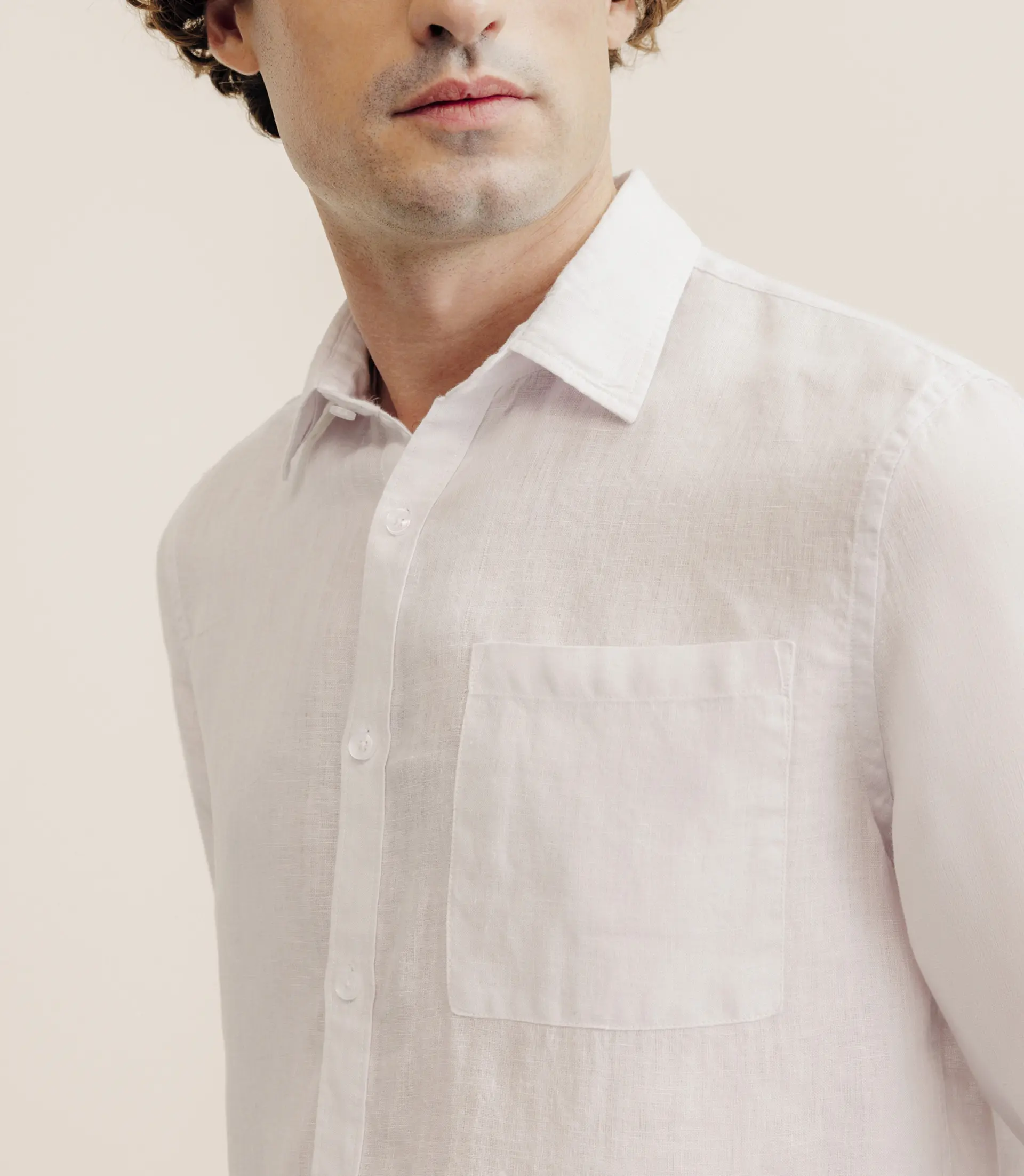 Chemise regular 100% lin rose - Image 2