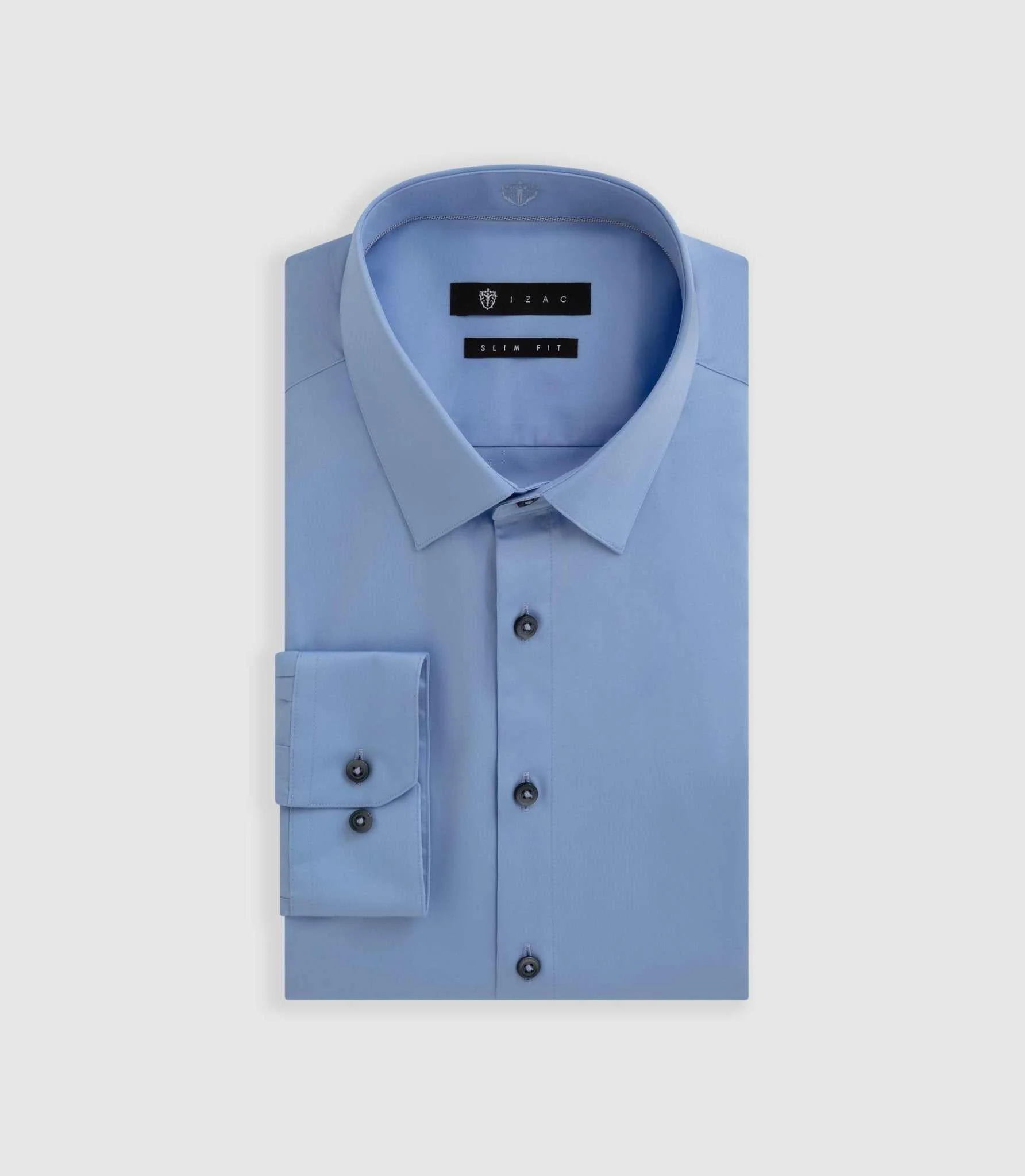 Chemise satin slim bleu-pastel "Satinslim"