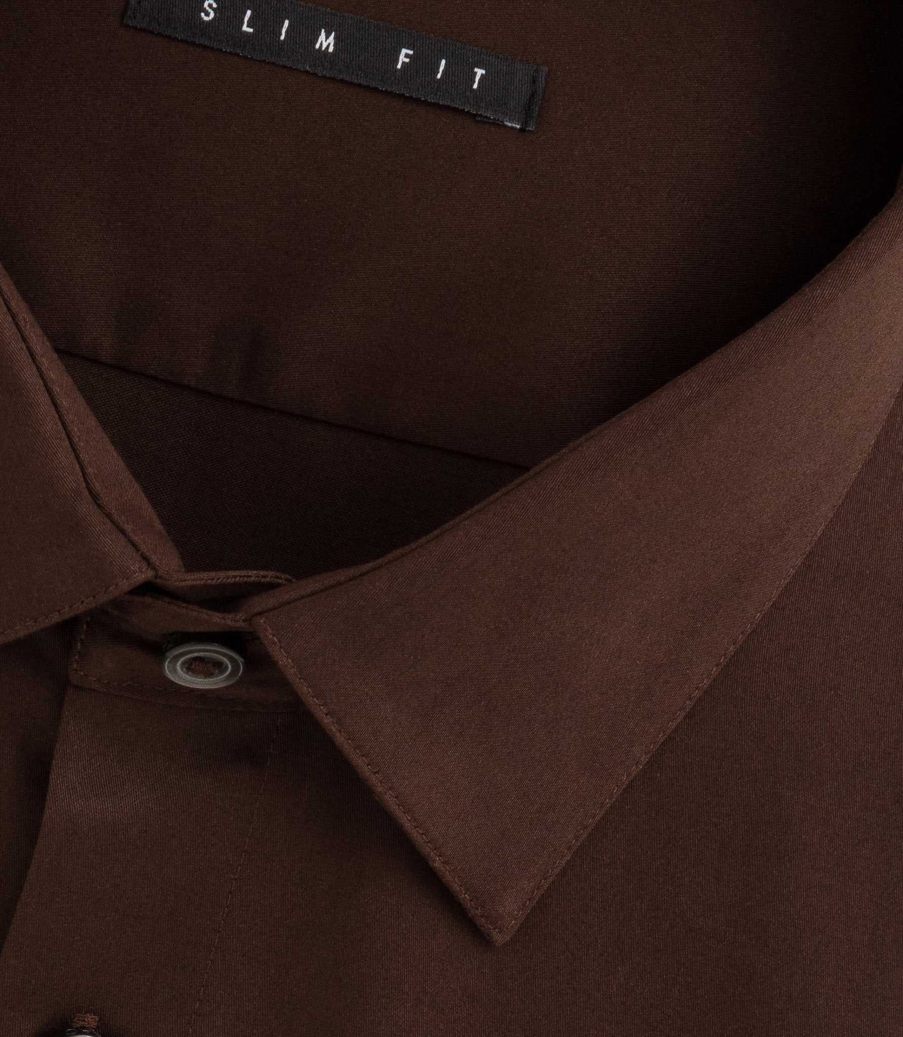 Chemise satin slim marron "Satinslim" - Image 2