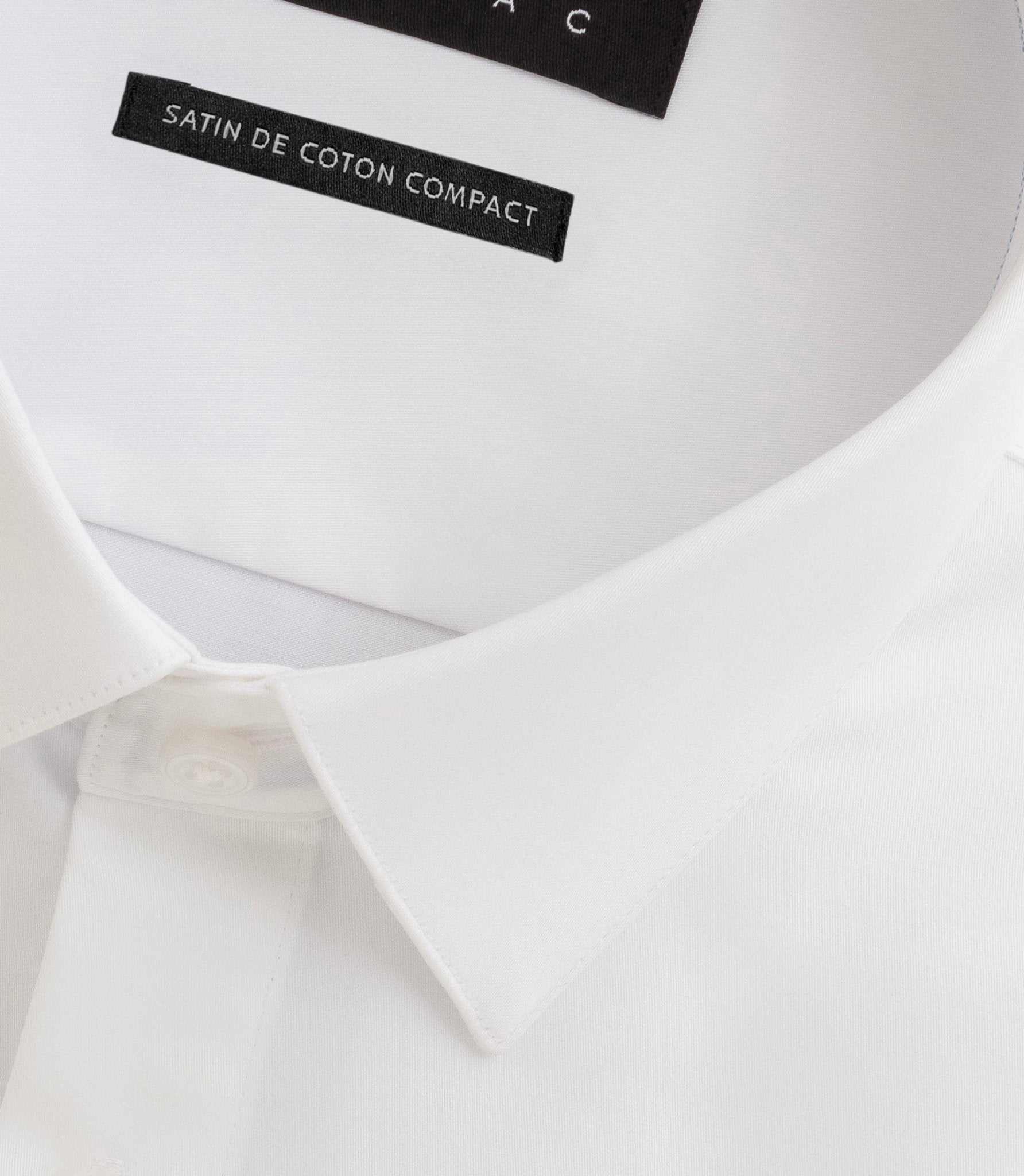 Chemise slim en satin de coton blanc SATINSLIM - Image 2