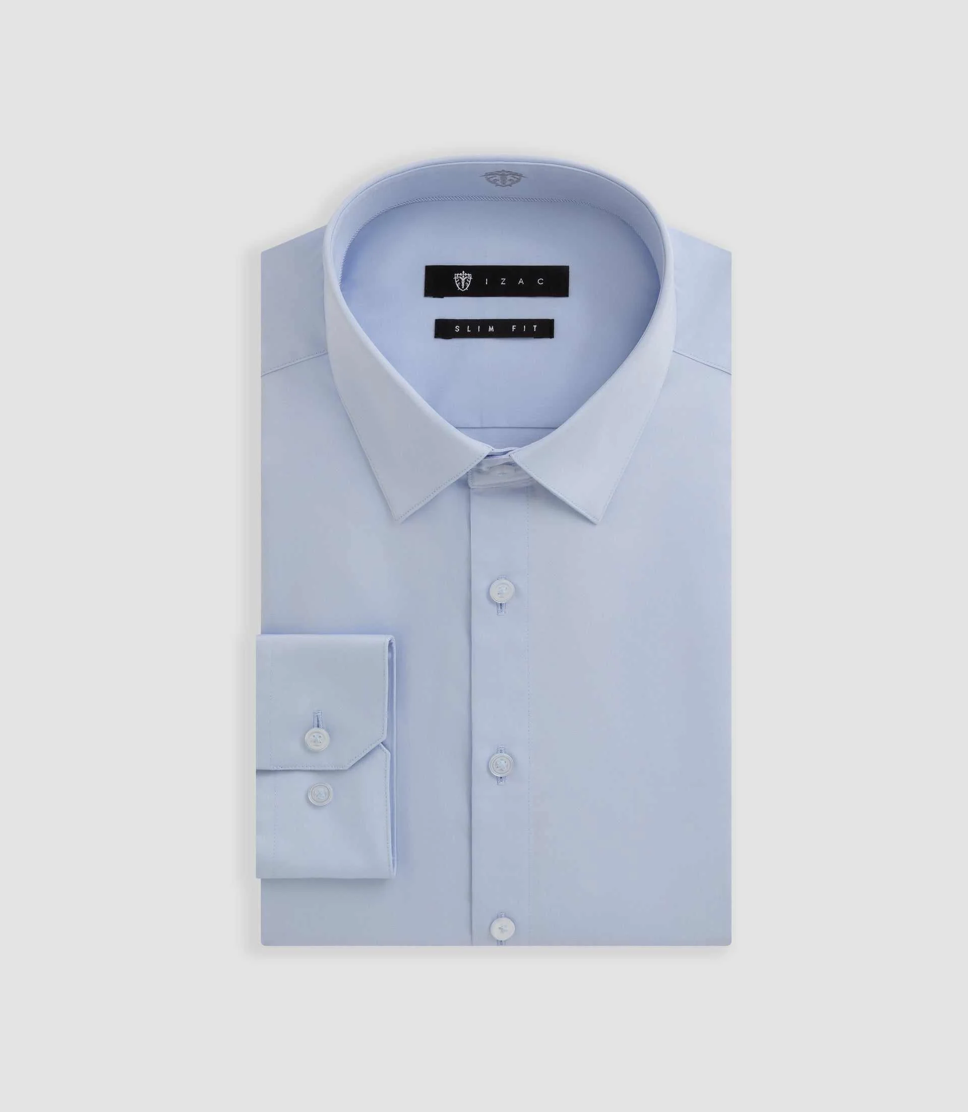 Chemise slim en satin de coton bleu ciel SATINSLIM