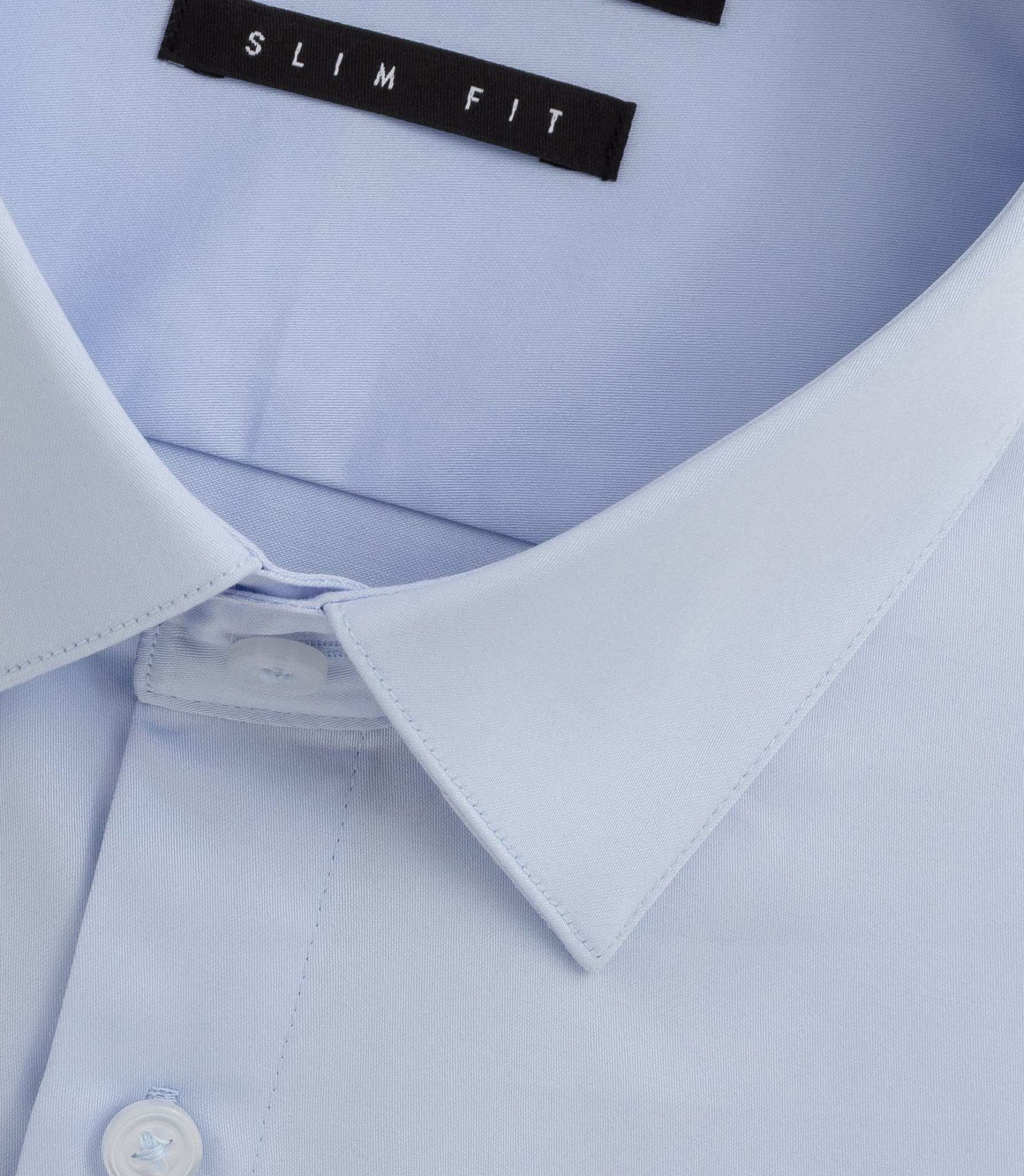 Chemise slim en satin de coton bleu ciel SATINSLIM - Image 2
