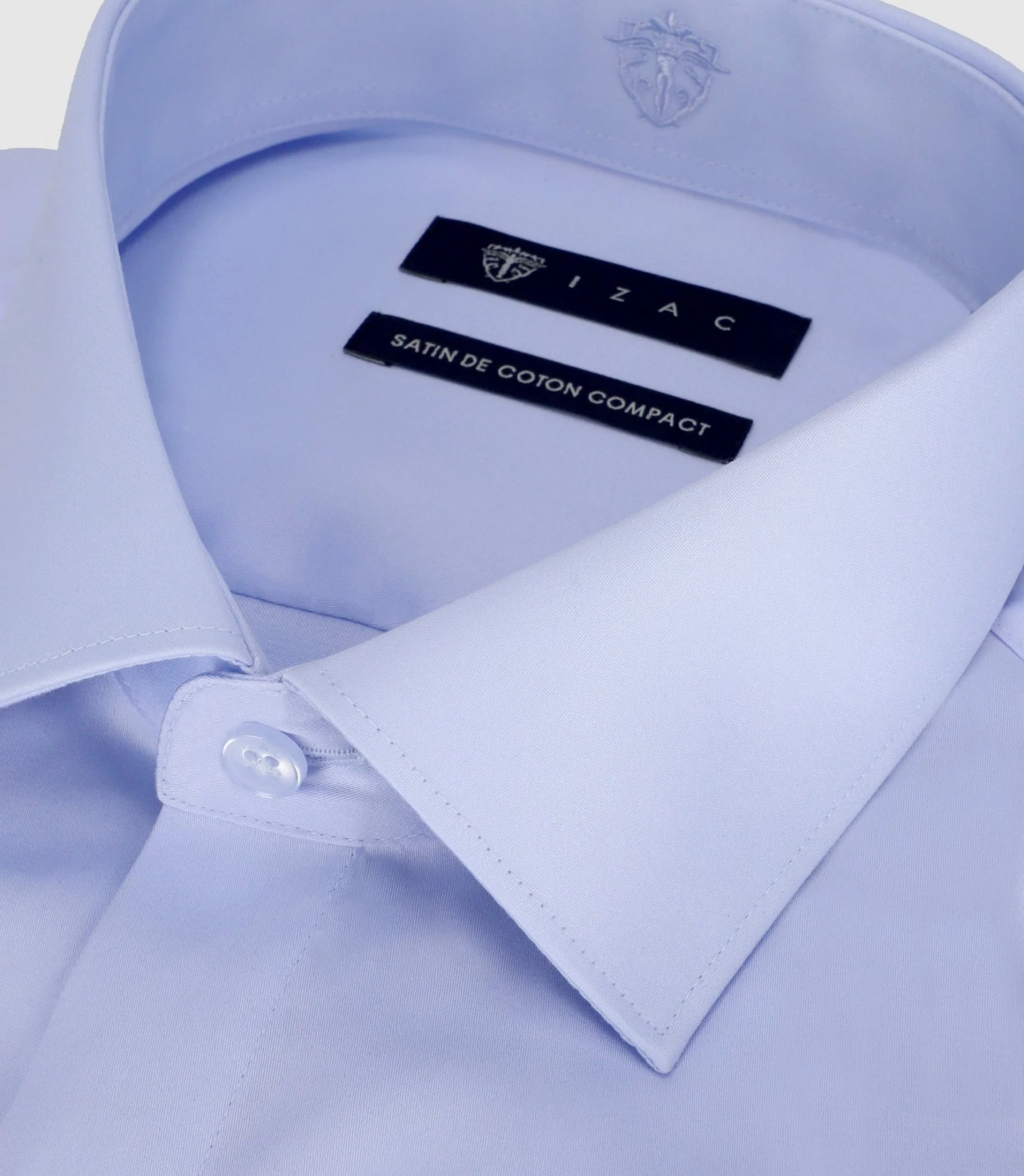 Chemise slim en satin de coton ciel SAMIXSLIM - Image 2