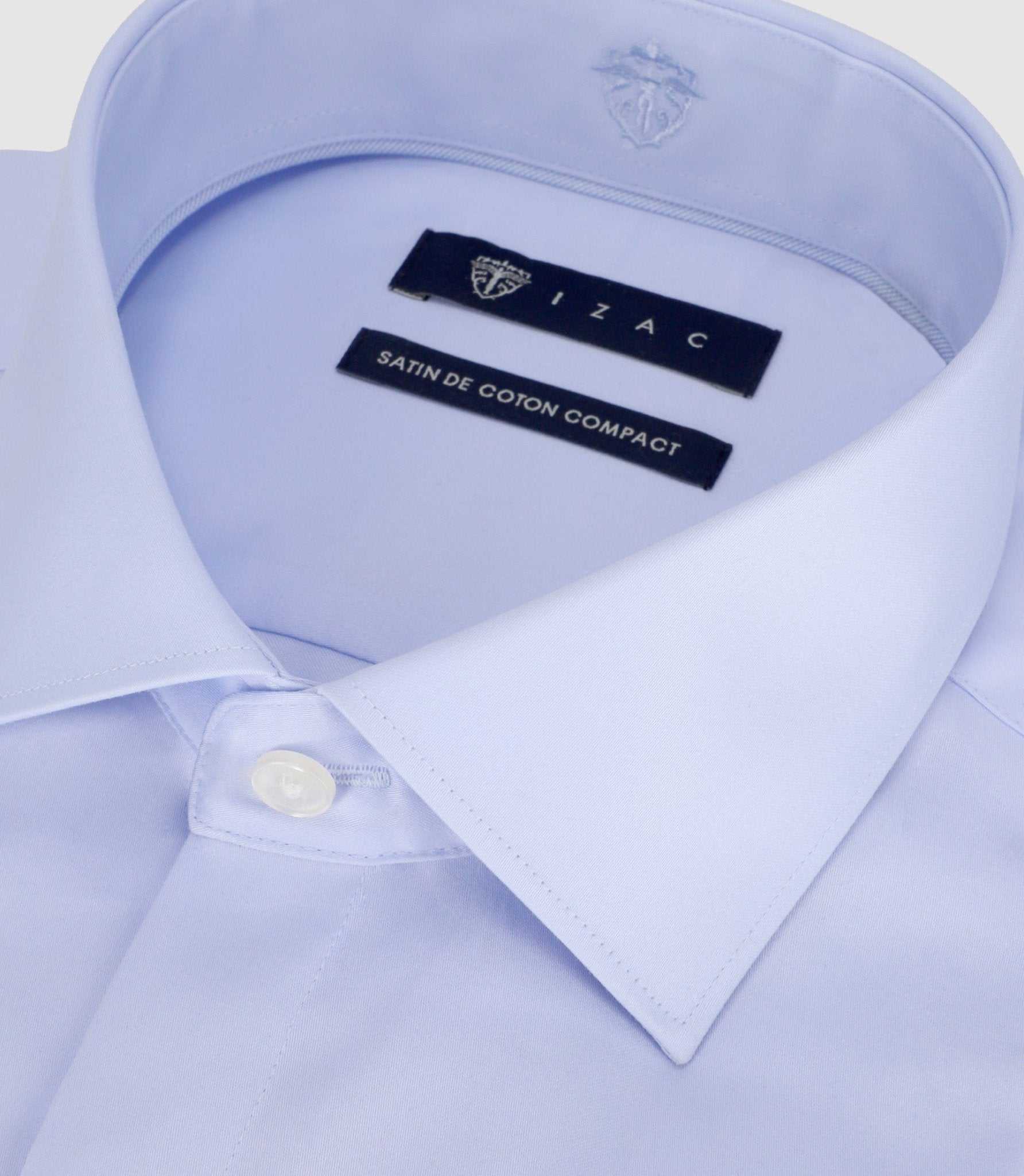 Chemise slim en satin de coton ciel SATINCACH - Image 2