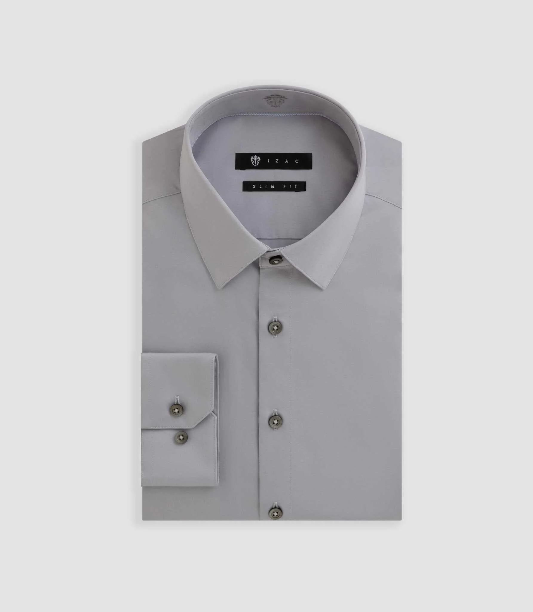 Chemise slim en satin coton gris clair SATINSLIM