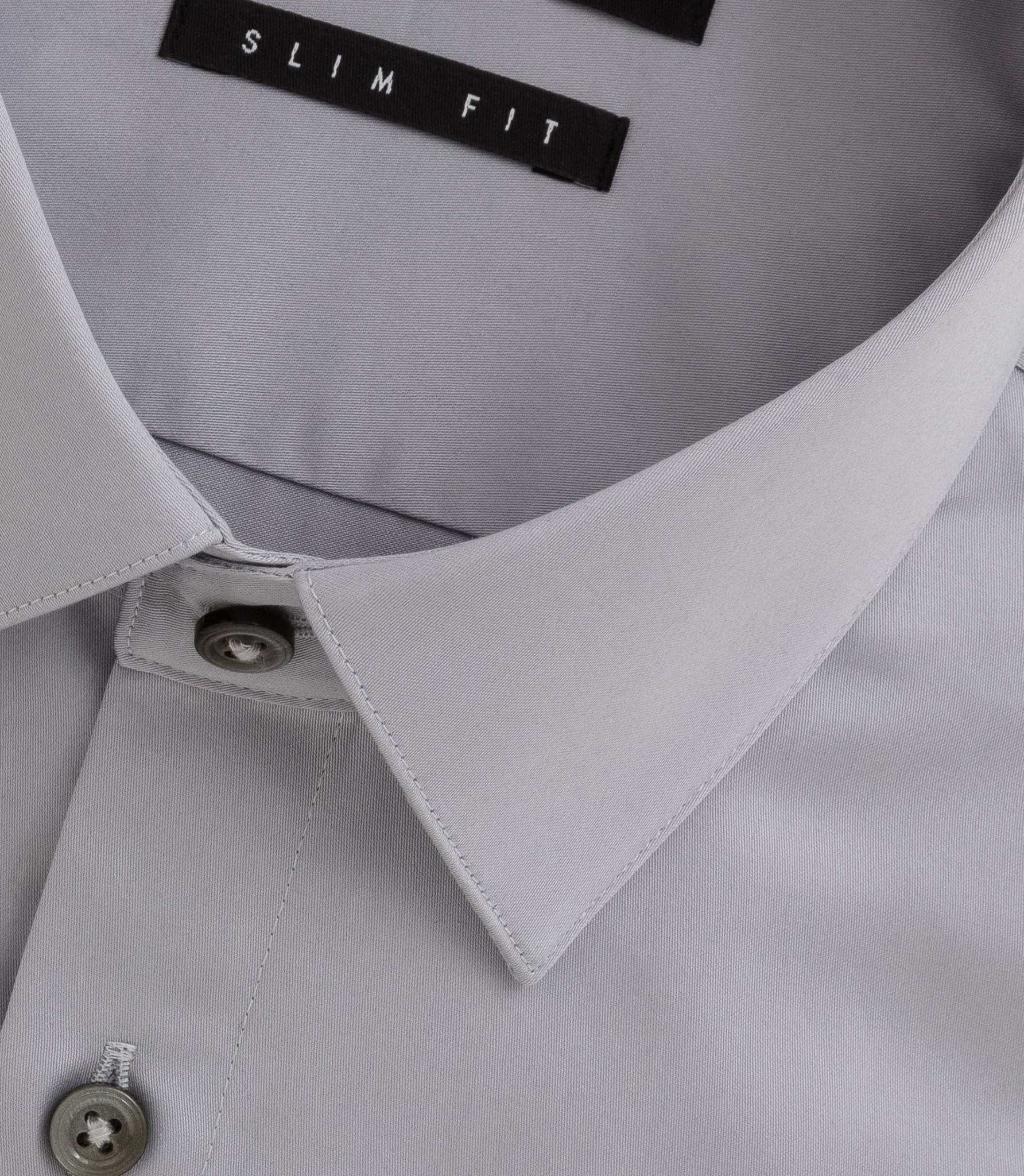 Chemise slim en satin coton gris clair SATINSLIM - Image 2