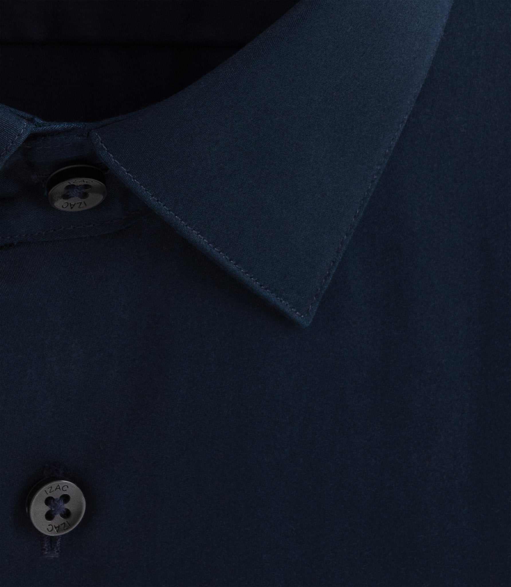 Chemise slim en satin de coton marine "Satinslim" - Image 3