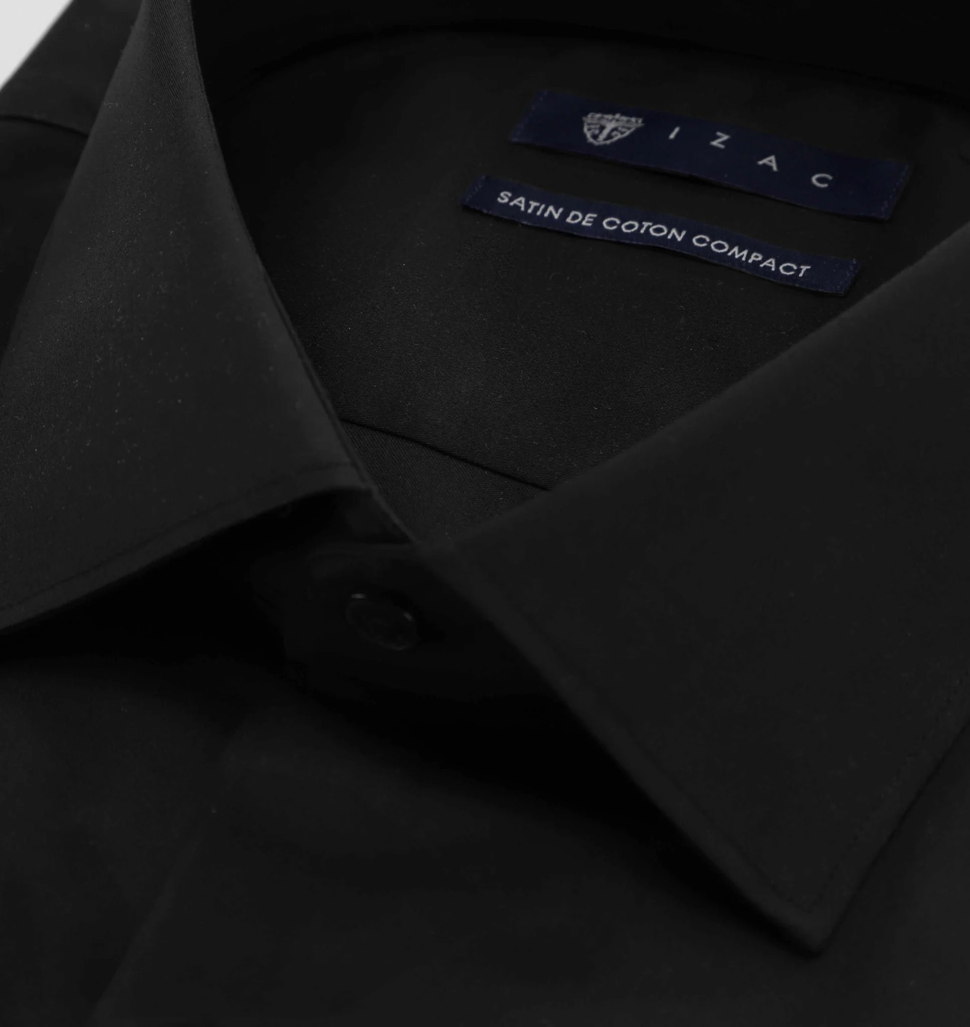 Chemise slim en satin de coton NOIR - Image 2