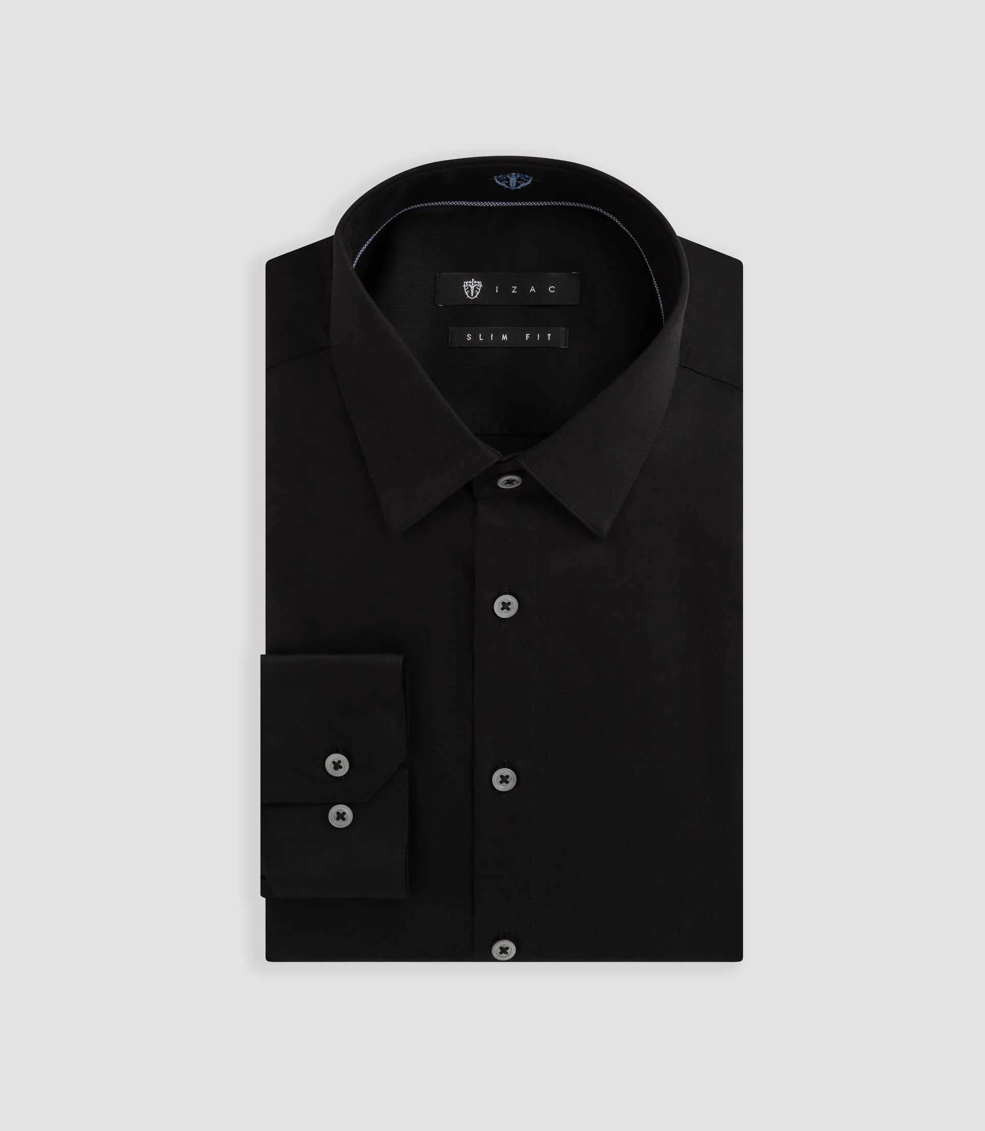 Chemise slim en satin coton noir SATINSLIM - Image 2