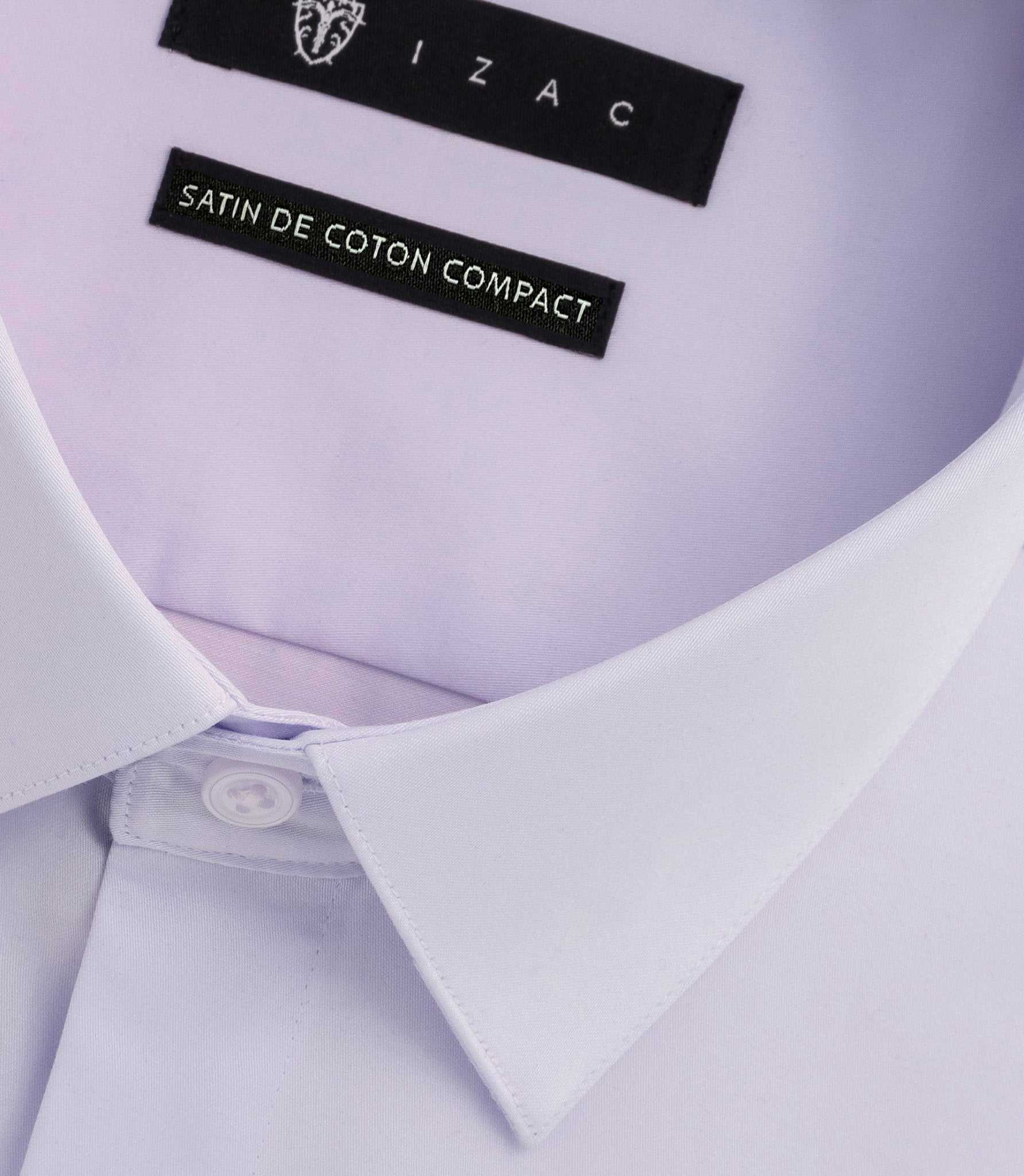 Chemise slim en satin de coton parme SATINSLIM - Image 2
