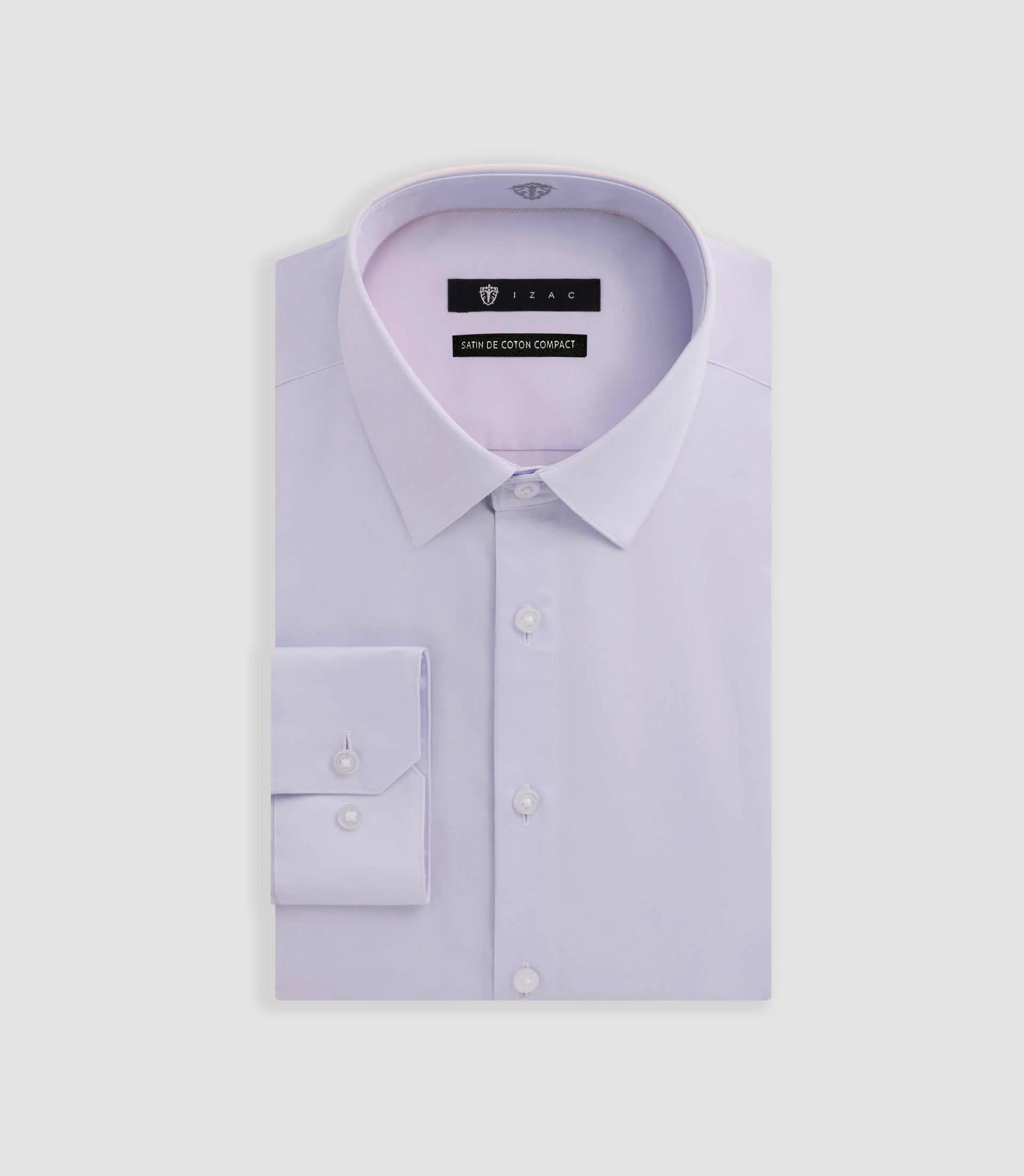 Chemise slim en satin de coton parme SATINSLIM - Image 3