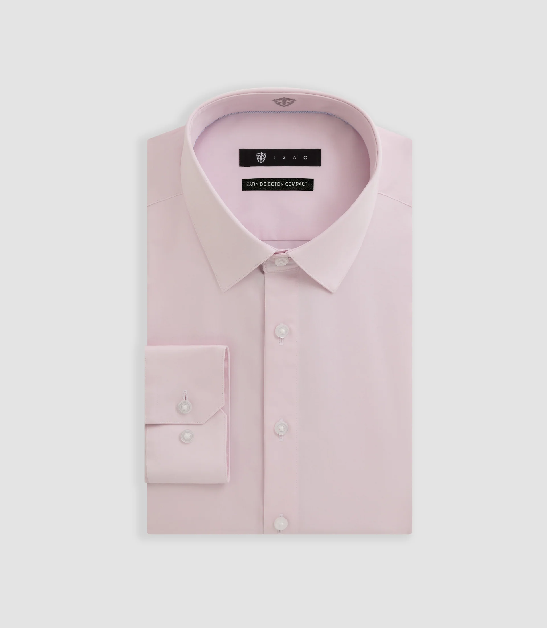 Chemise slim en satin de coton rose SATINSLIM