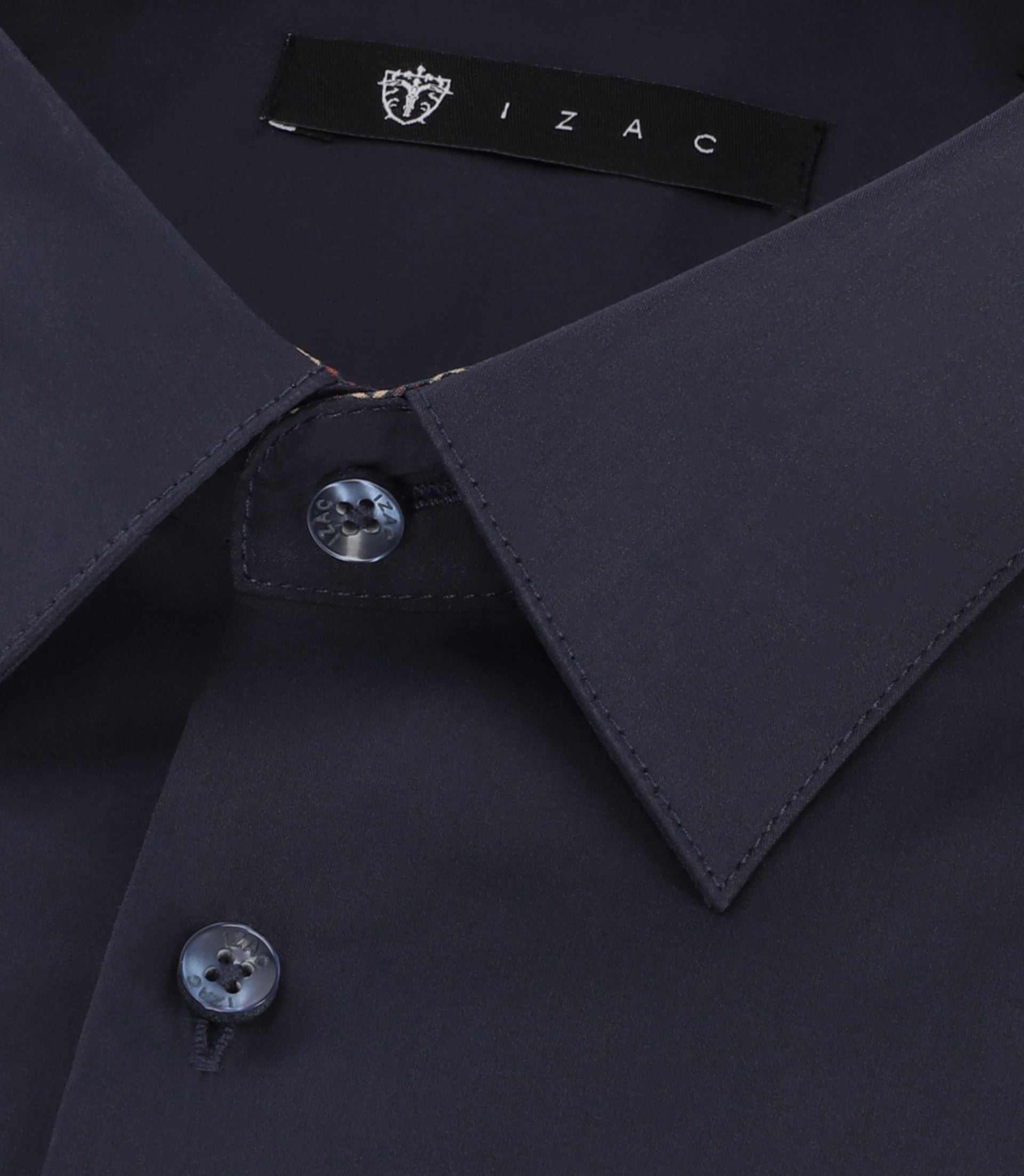 Chemise unie à fantaisie marine PAOLO - Image 2