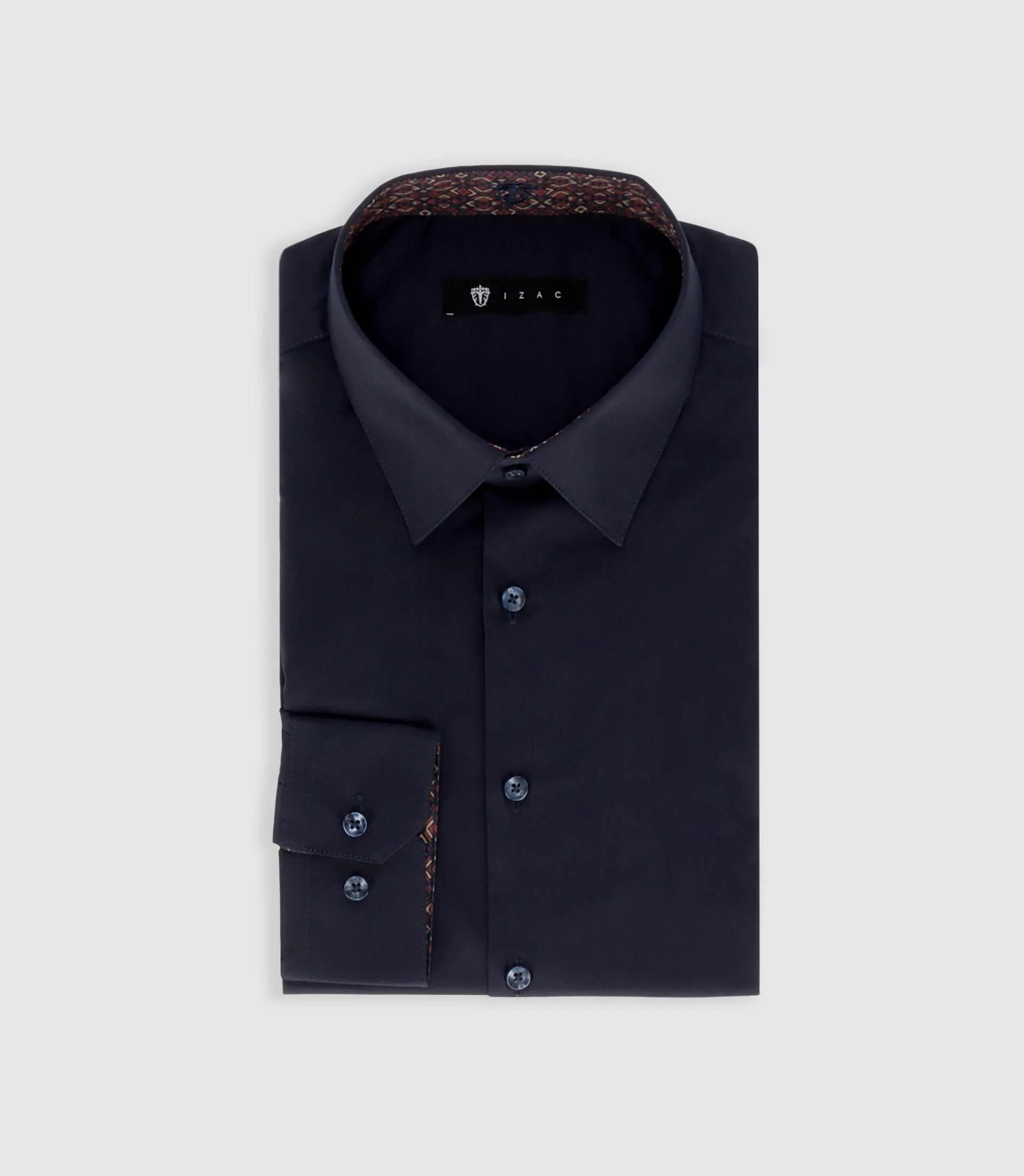 Chemise unie à fantaisie marine PAOLO - Image 3