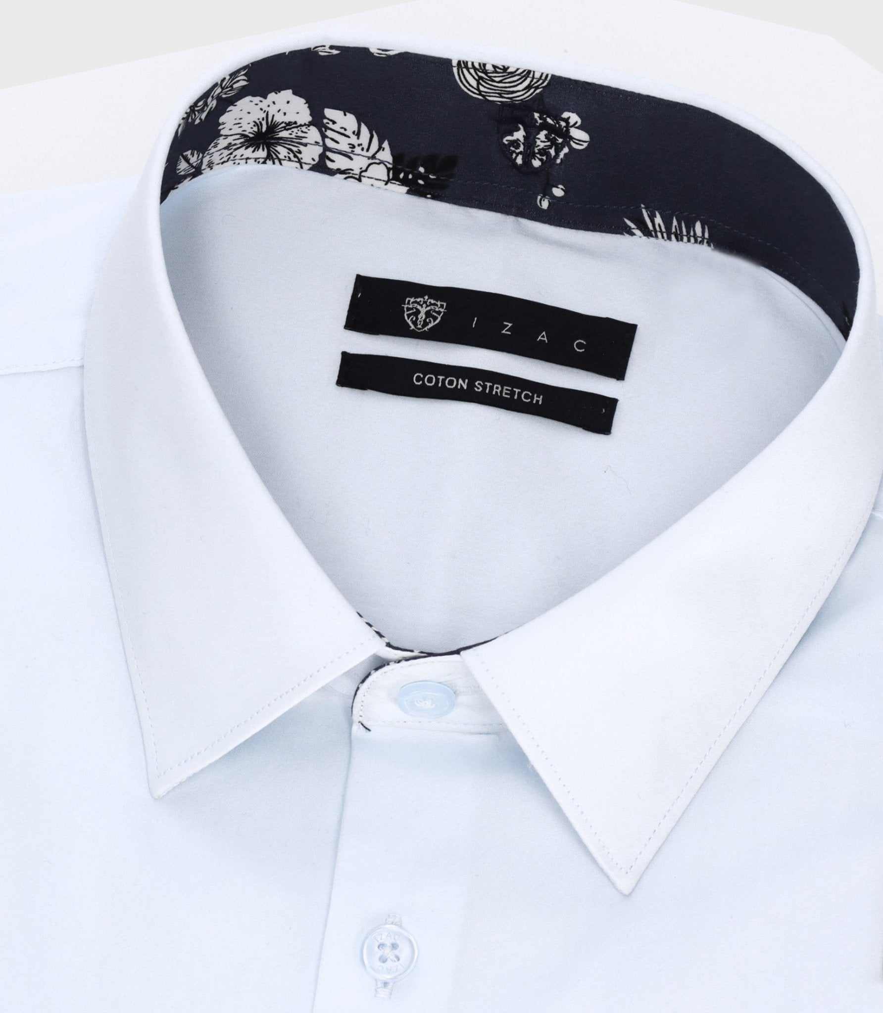 Chemise slim unie avec broderie bleu ciel MILES - Image 2