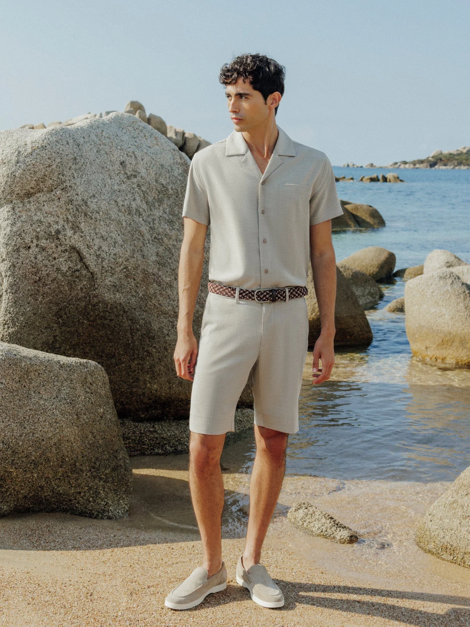 Chemise unie beige