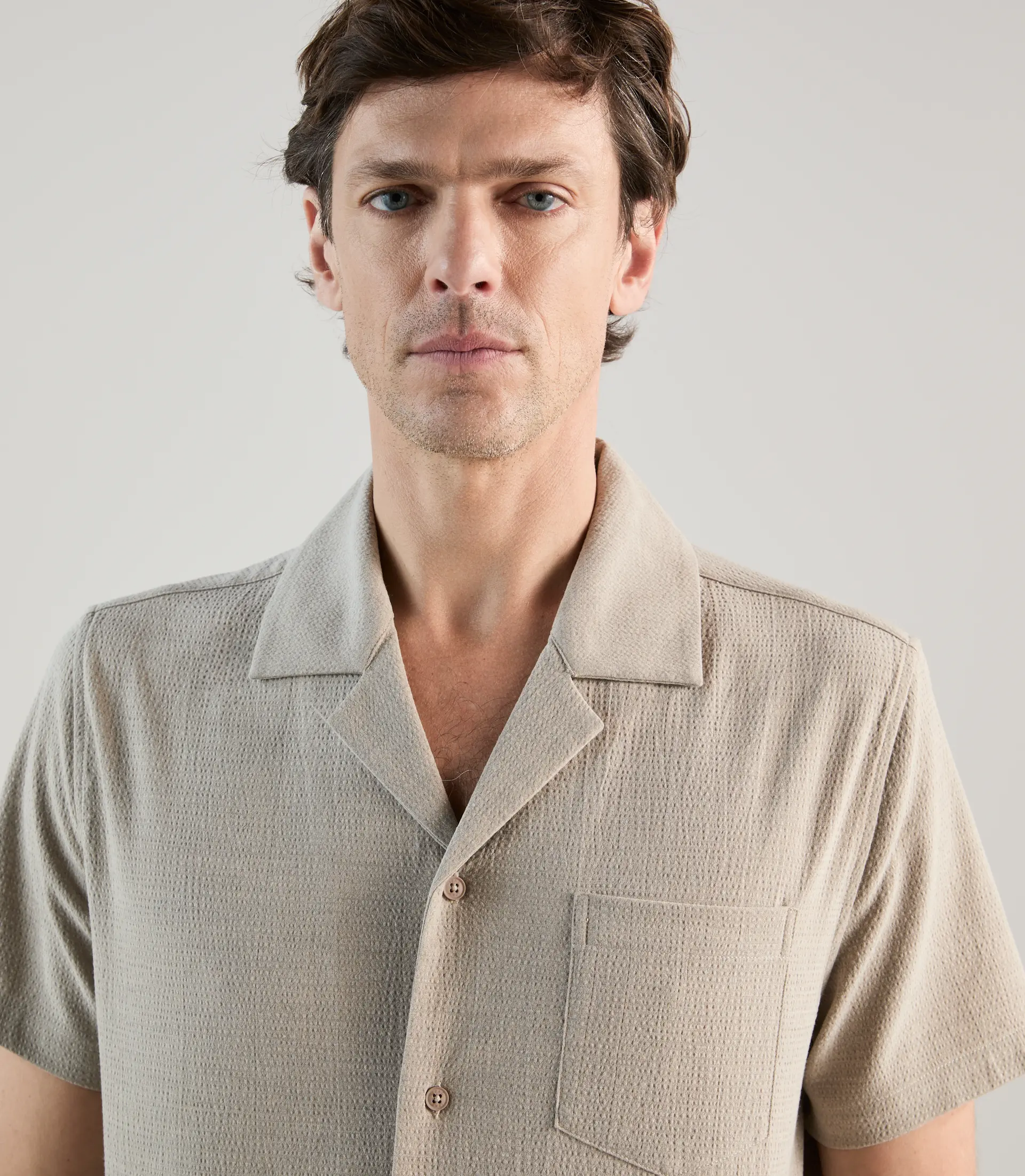 Chemise unie beige - Image 3