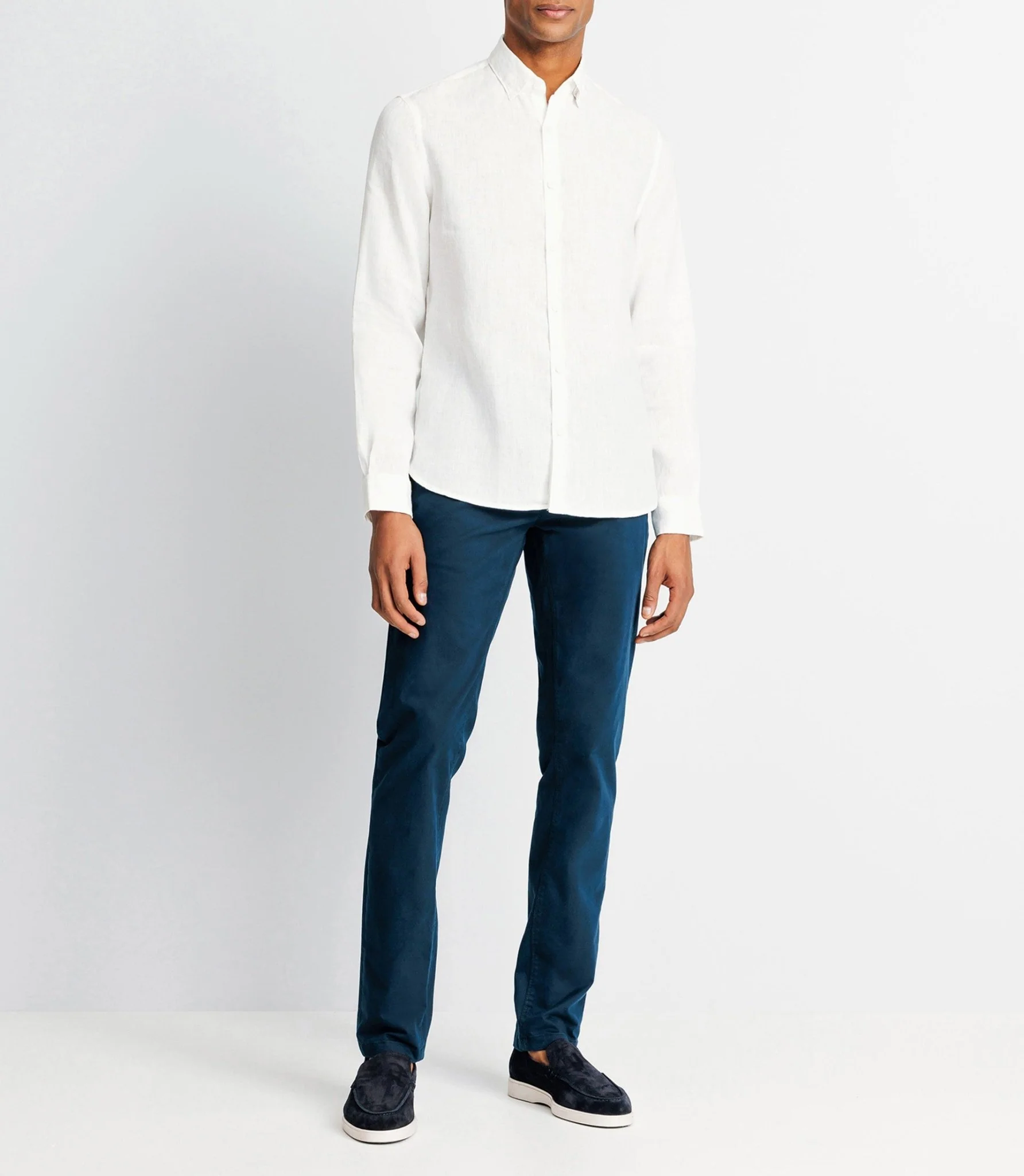 Chemise unie en coton lin blanche