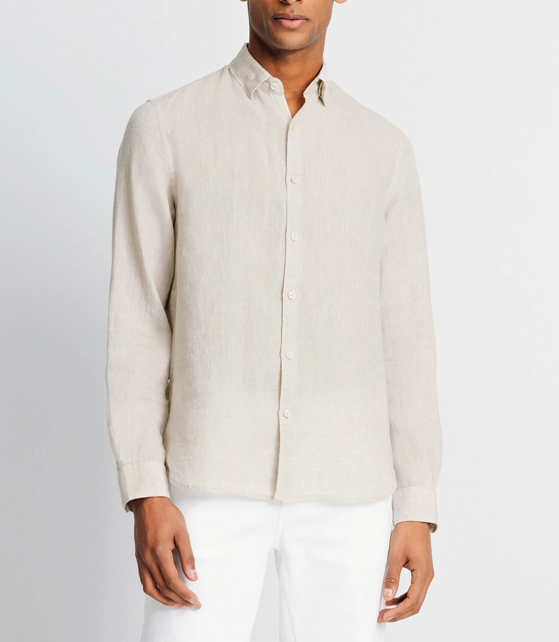 Chemise unie en coton lin écru