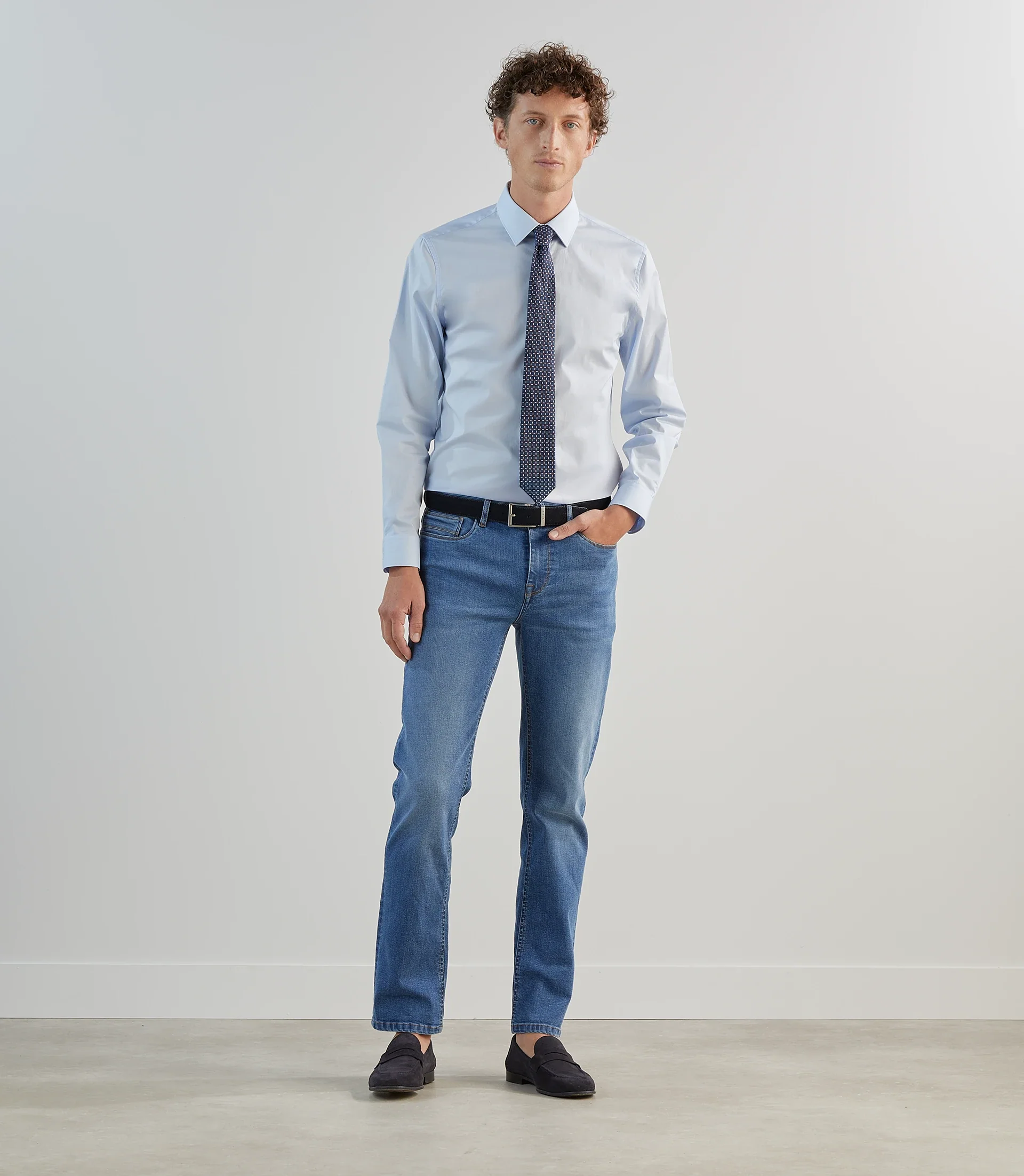 Chemise ville avec coudières ciel - Image 3