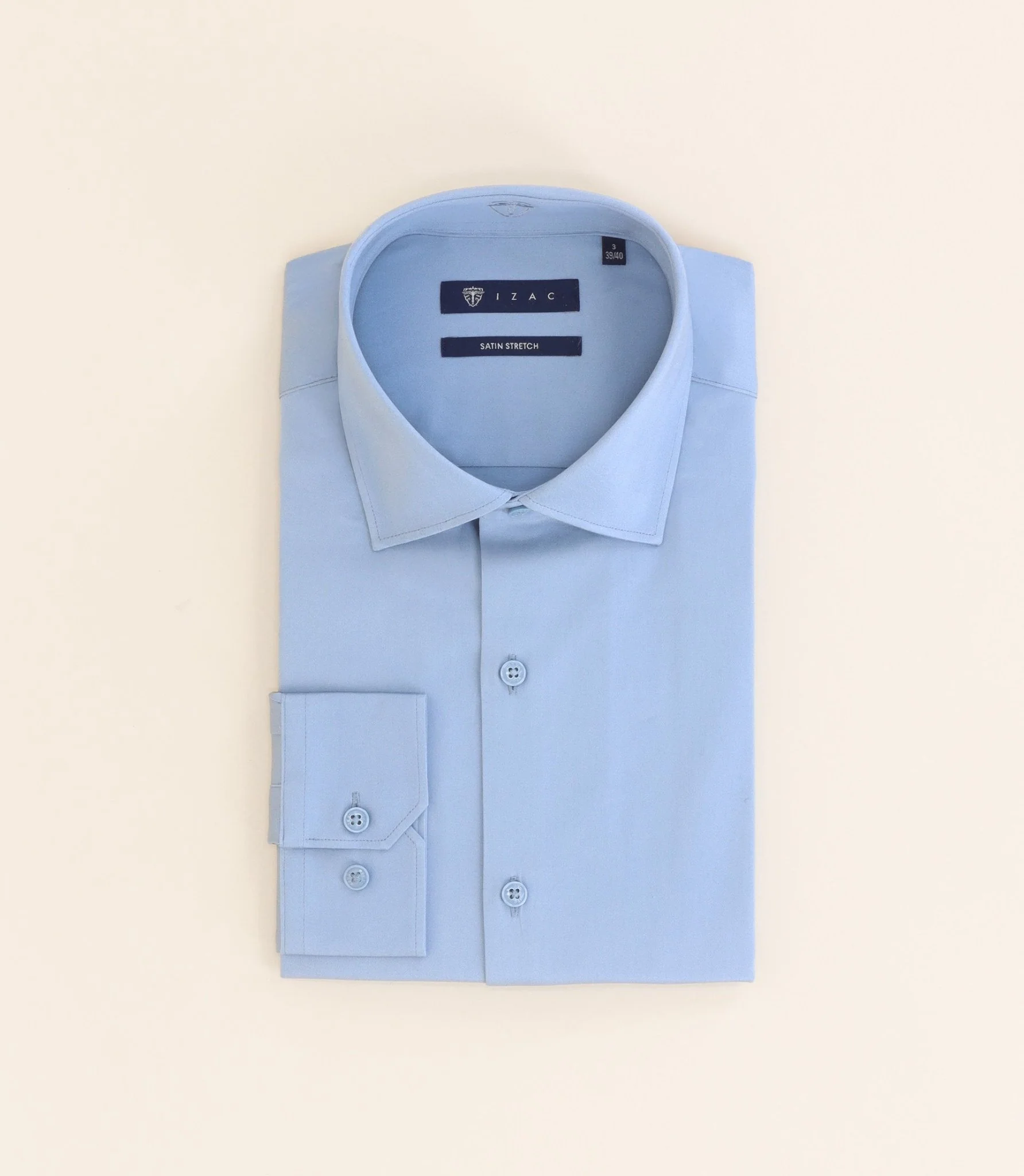 Chemise ville en satin de coton indigo