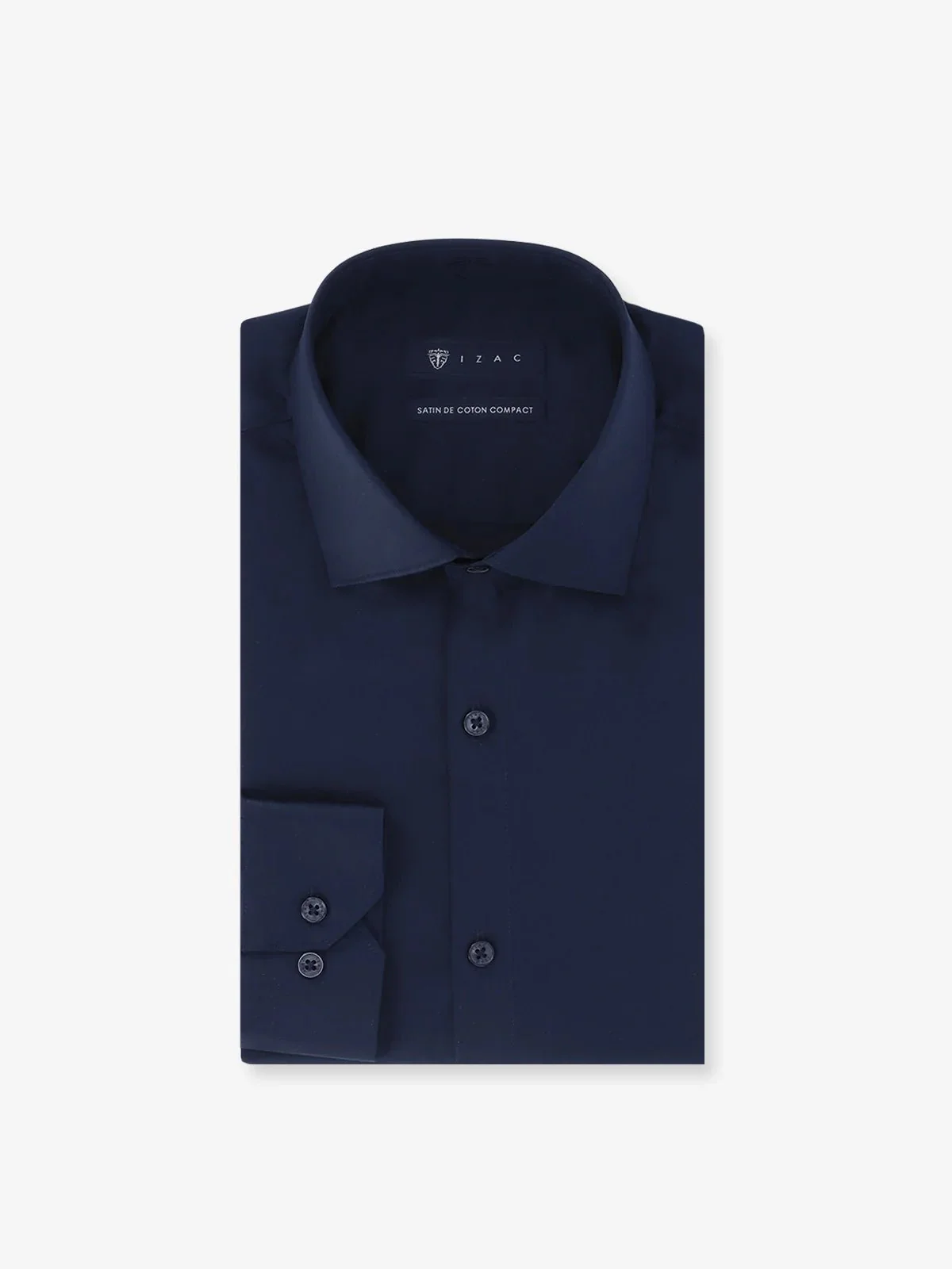 Chemise ville en satin de coton marine