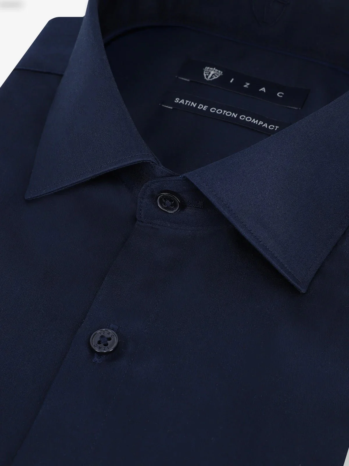 Chemise ville en satin de coton marine - Image 2