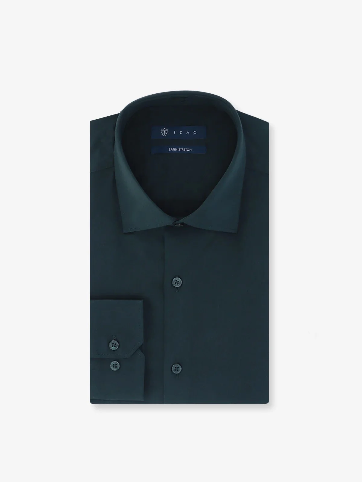 Chemise ville en satin de coton vert foncé