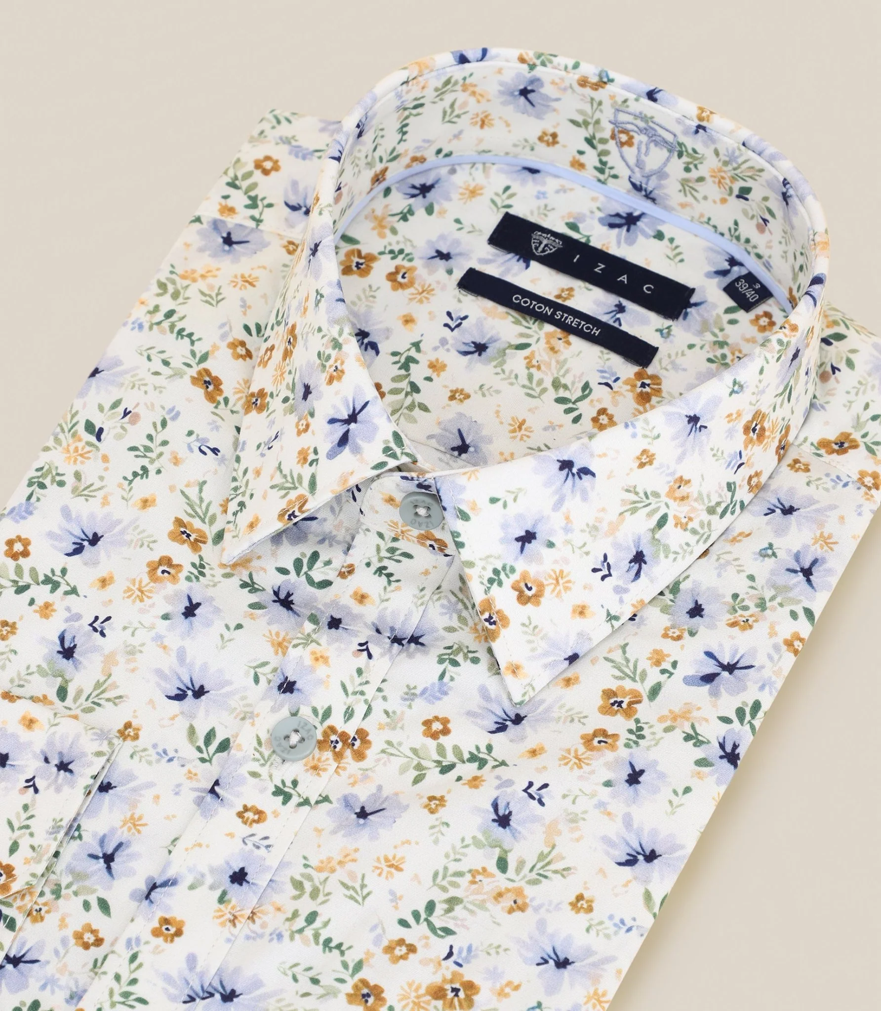 Chemise ville imprimée ajustée beige - Image 2